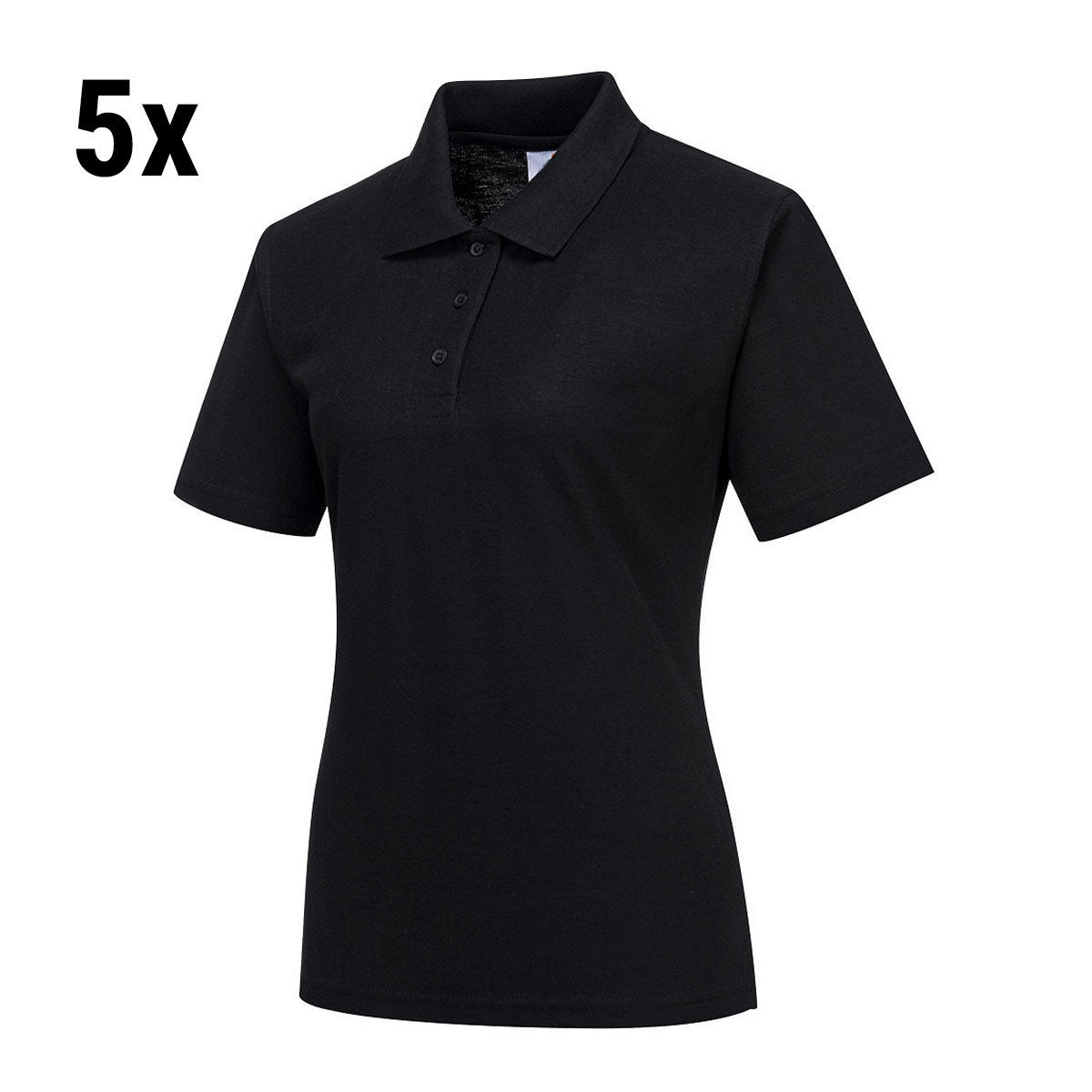 (5 stk.) Poloshirt til damer - sort - størrelse: L