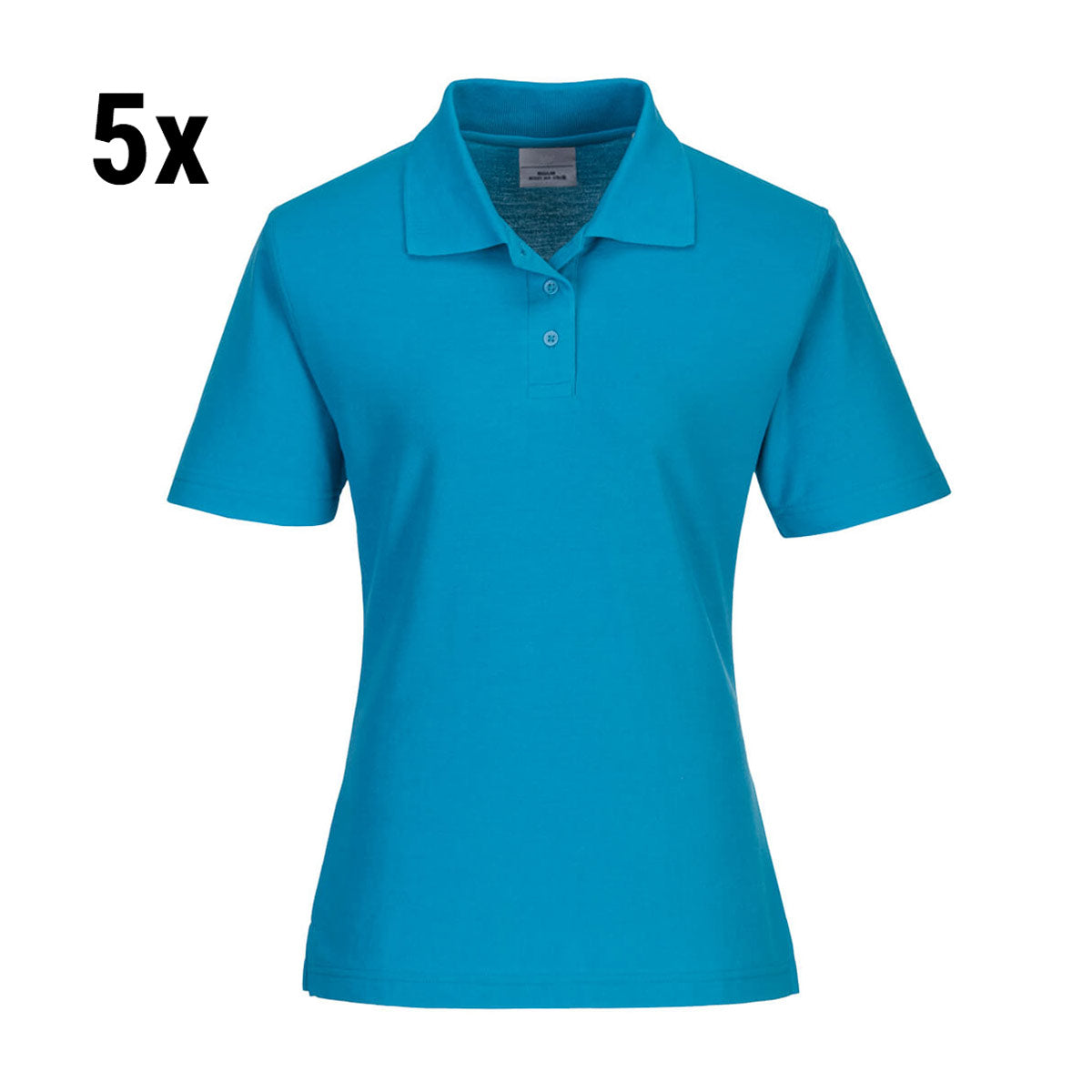 (5 stk.) Polo shirt til damer - vandblå - størrelse: L