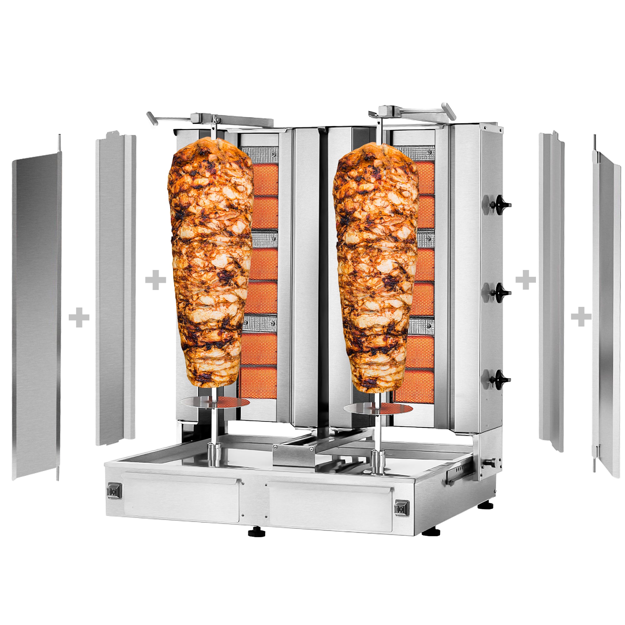 Kebabsteger - 3+3 brændere - max. 80 kg - inkl. beskyttelsesplade