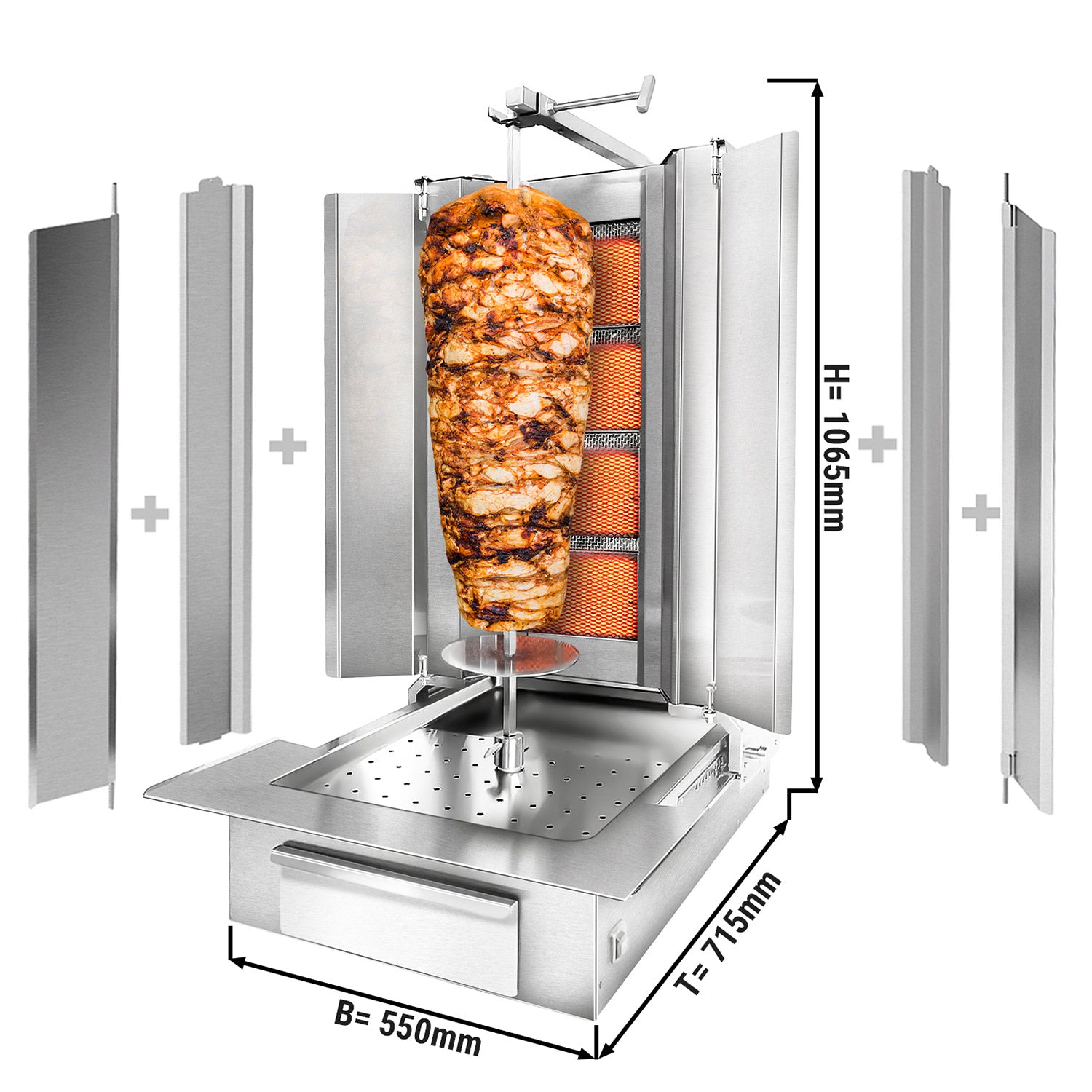 Kebabsteger - 4 brænder - maksimum 60 kg - inkl. Beskyttelsesplade