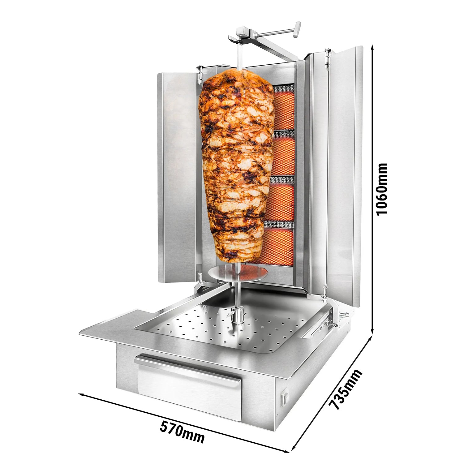 Kebabsteger - 4 brænder - maksimum 60 kg - inkl. Beskyttelsesplade
