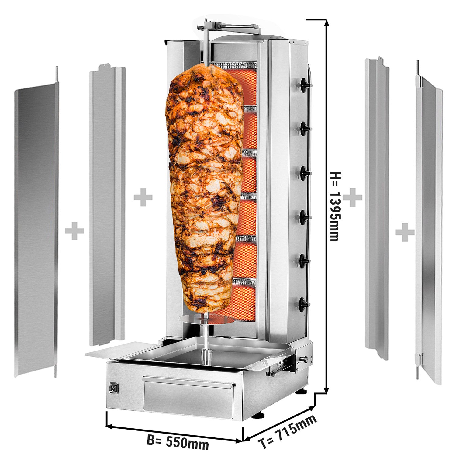 Kebabsteger - 6 brænder - maksimum 100 kg - inkl. Beskyttelsesplade