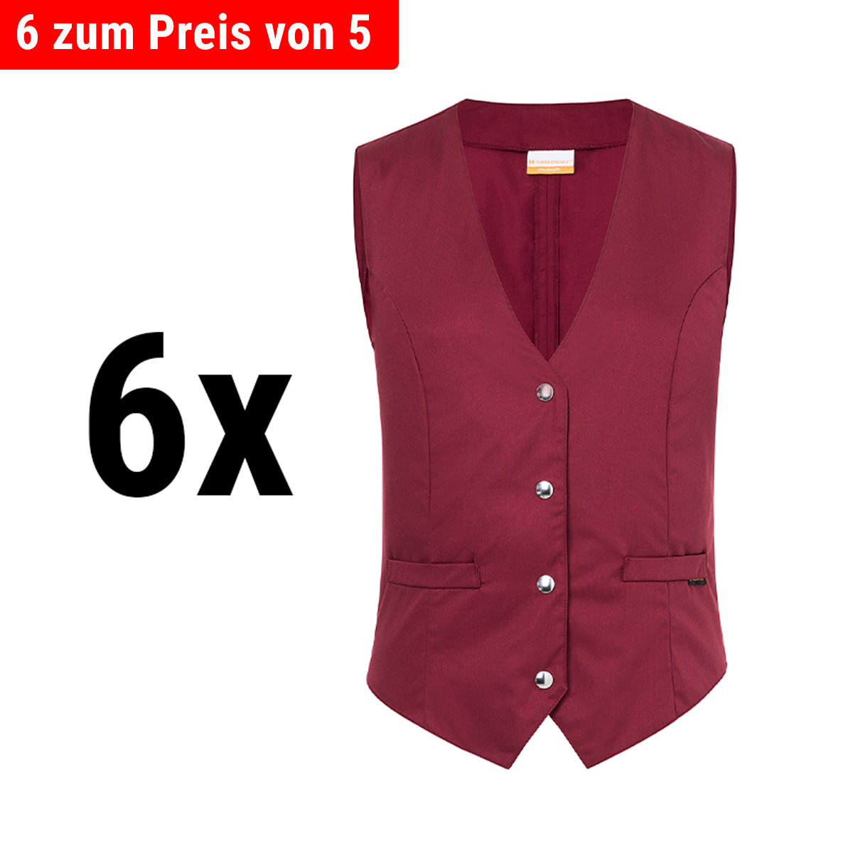 (6 stk.) Karlowsky - Dame Vest Lena - Bordeaux - Størrelse: 38