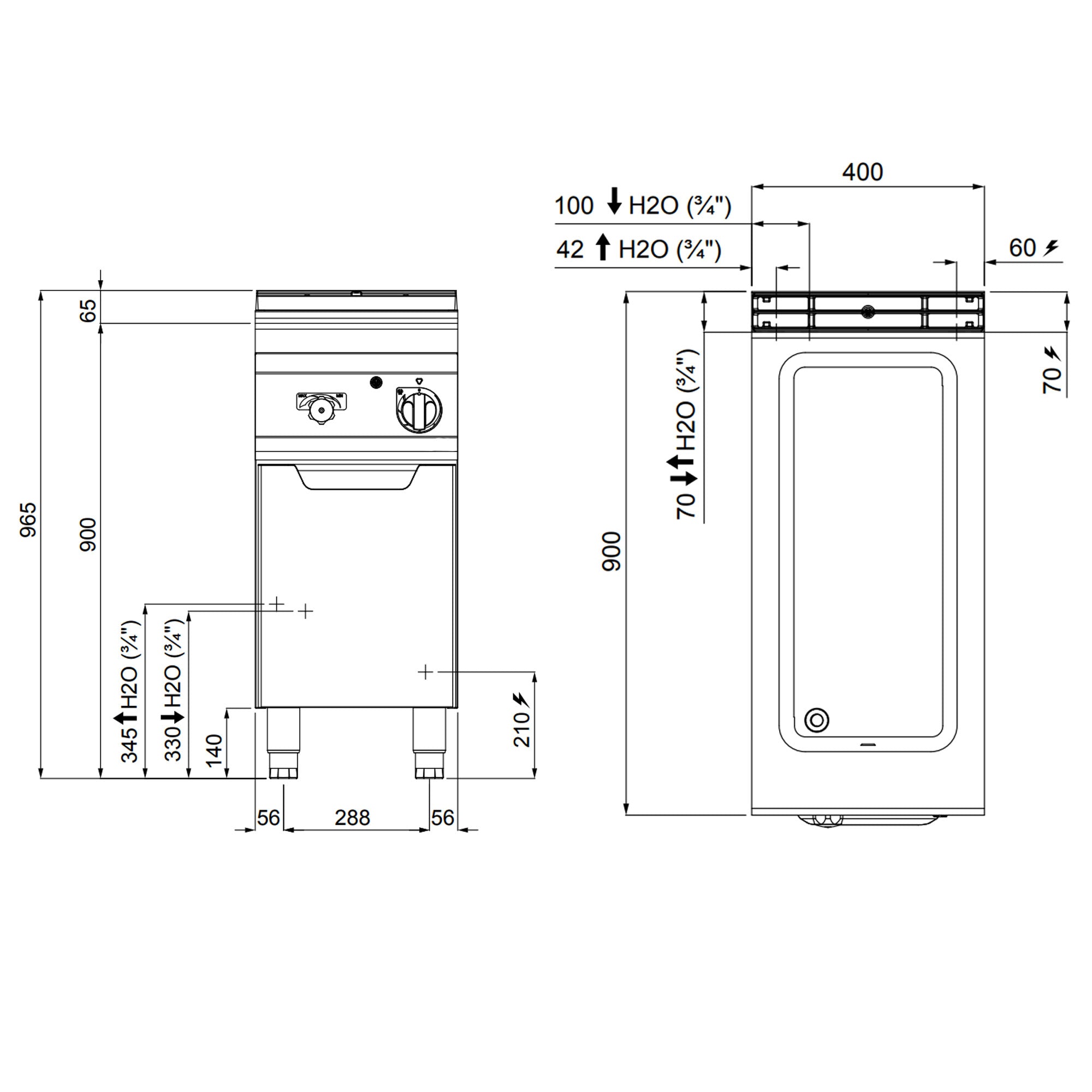 Bain Marie 1x GN1/1 + GN1/3