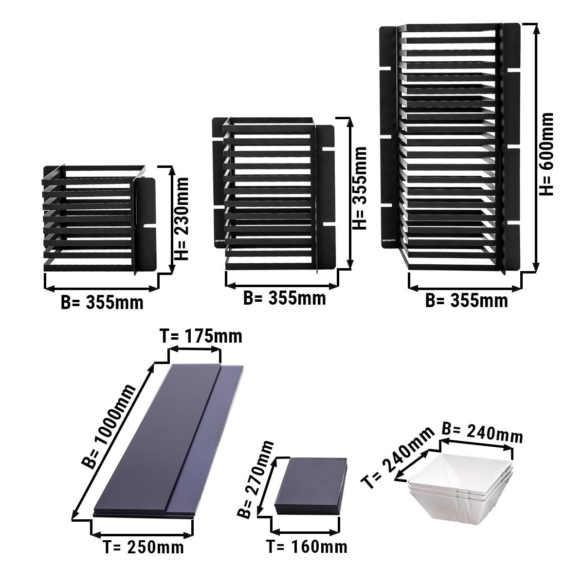 Kagestand/ buffetstativ af plexiglas - Sort