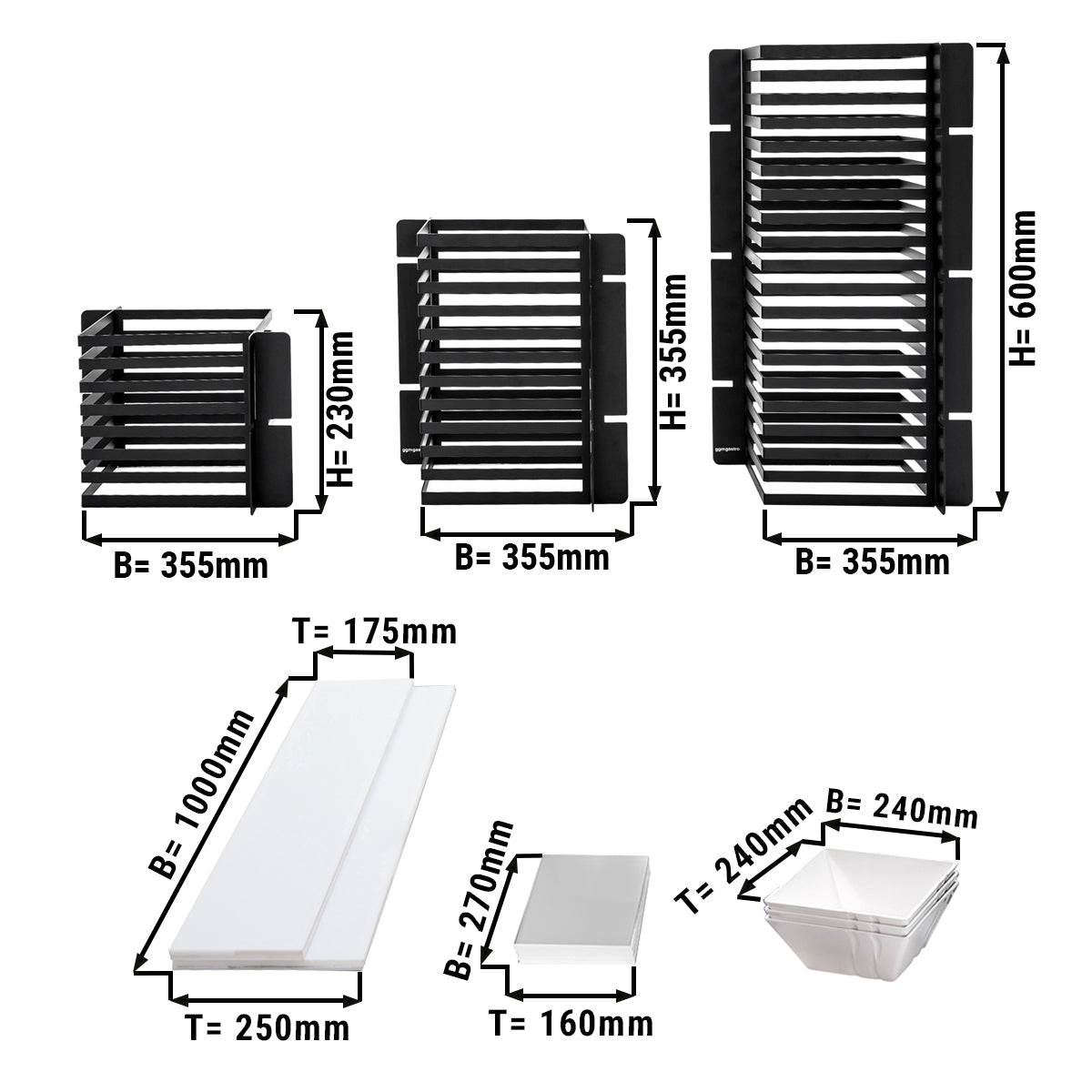 Kagestand/ buffetstativ af plexiglas - Sort/Hvid