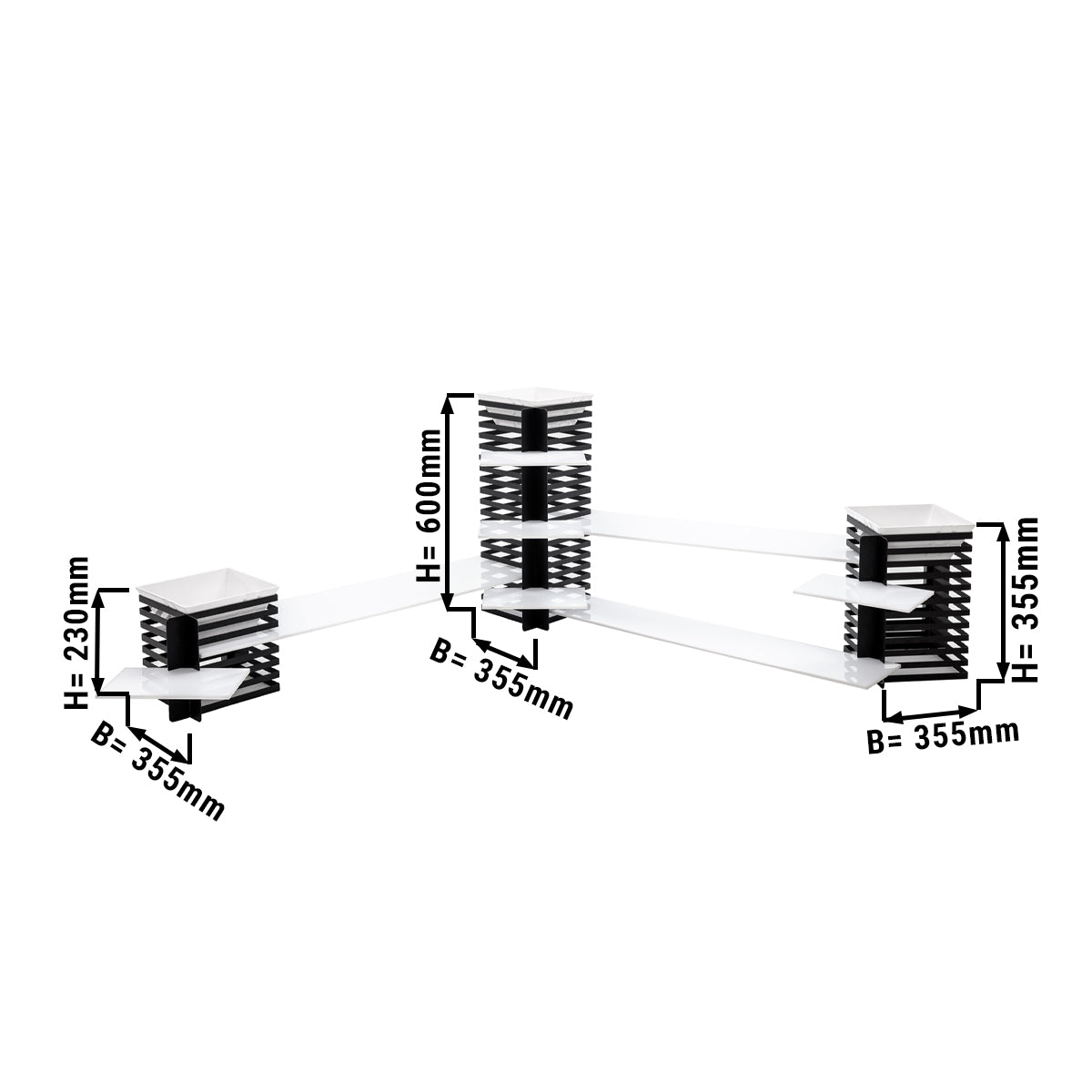 Kagestand/ buffetstativ af plexiglas - Sort/Hvid