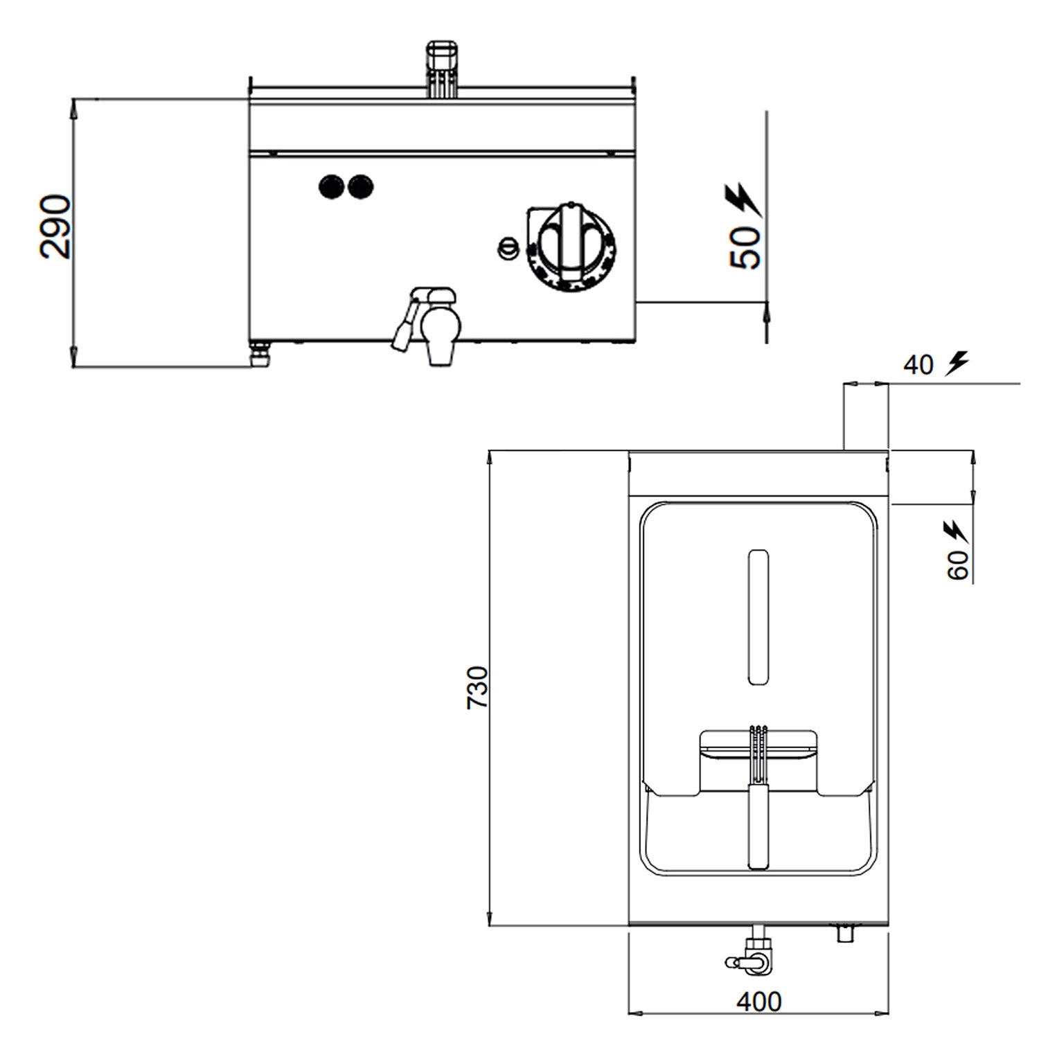 Elektrisk friture - 10 liter (9 kW)