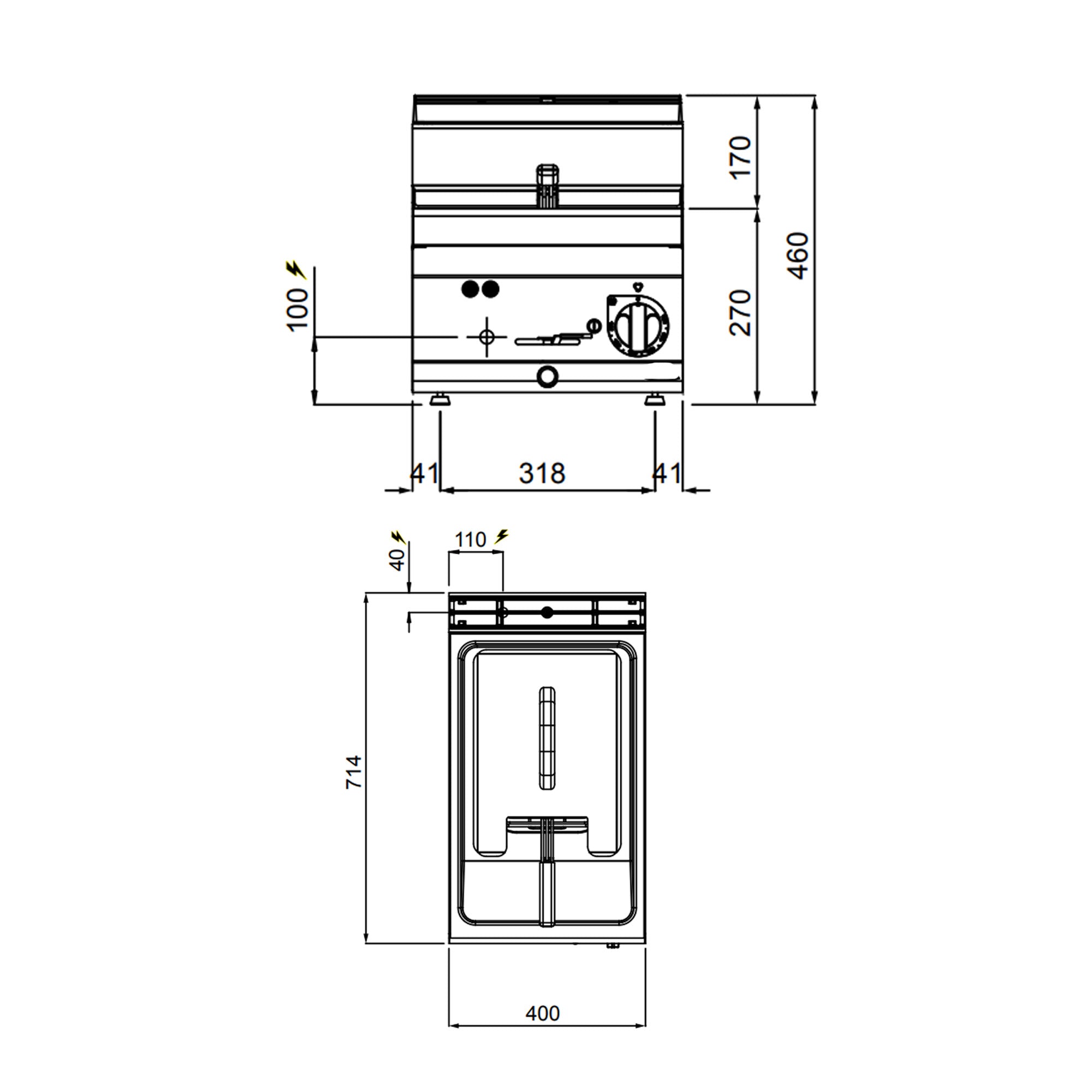 Elektrisk friture 10 liter (9 kW)