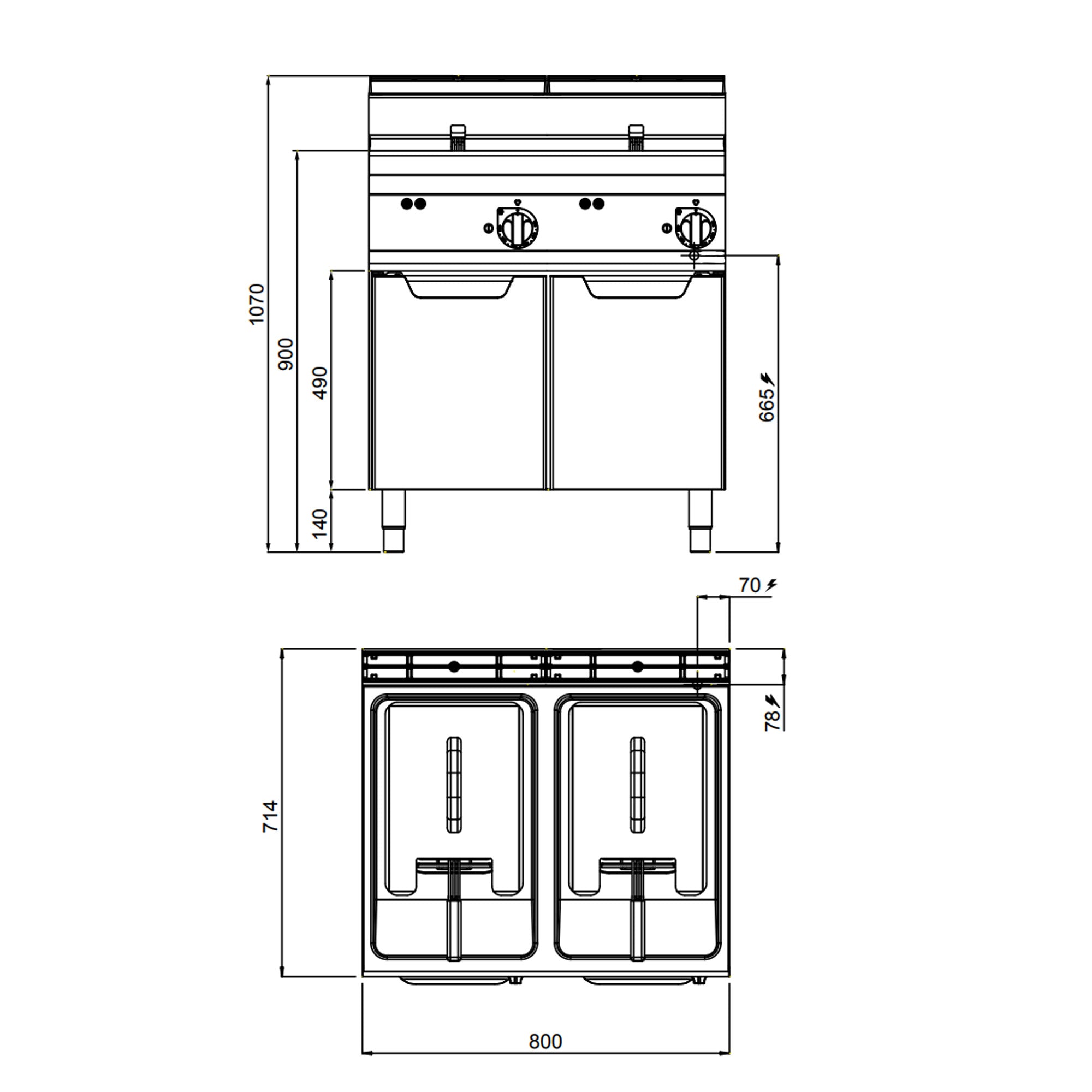 Elektrisk friture 10 + 10 liter (18 kW)