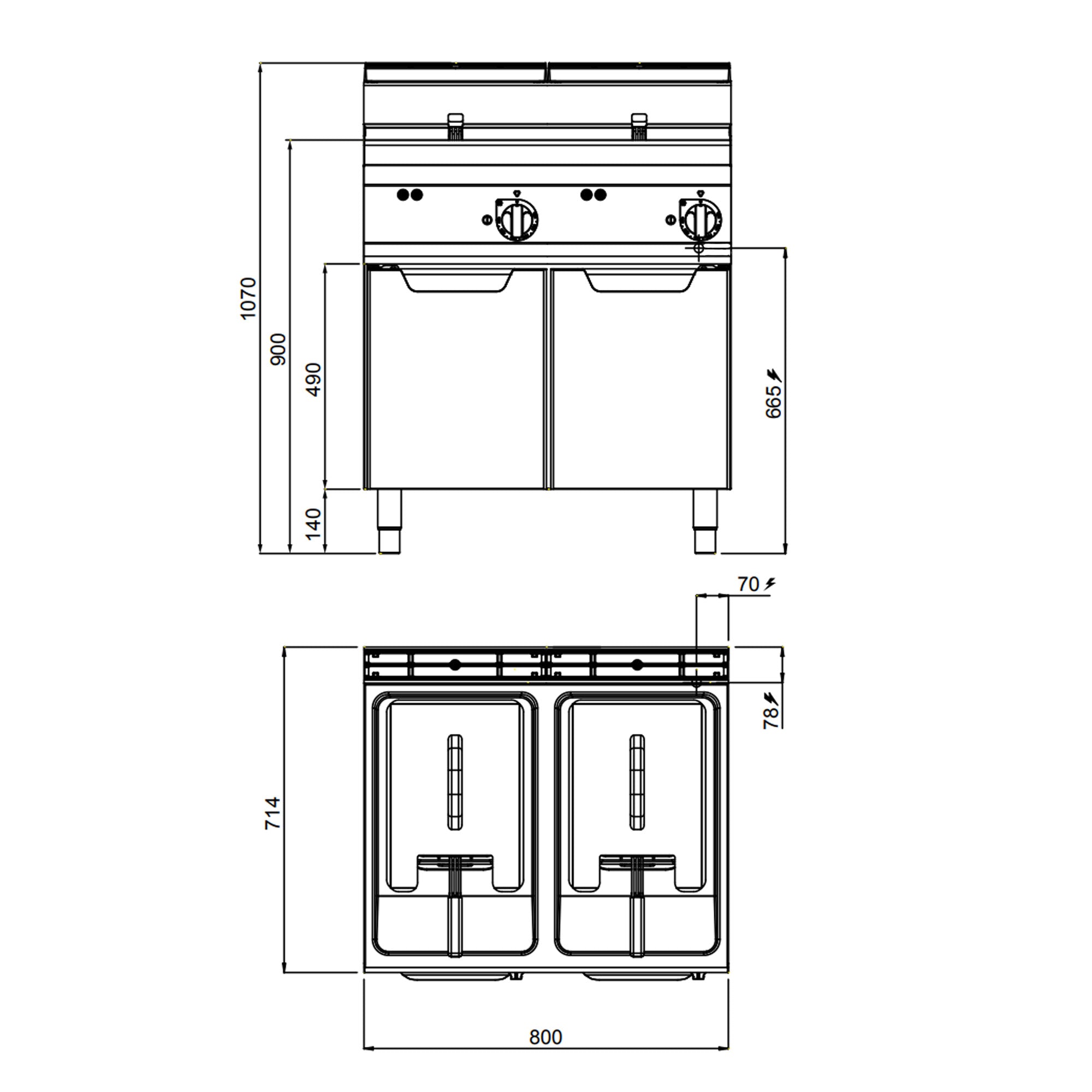 Elektrisk friture 18 + 18 liter (27 kW)