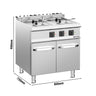 Elektrisk dobbelt frituregryde - 18+18 liter - 28 kW - inkl. base med 2 døre