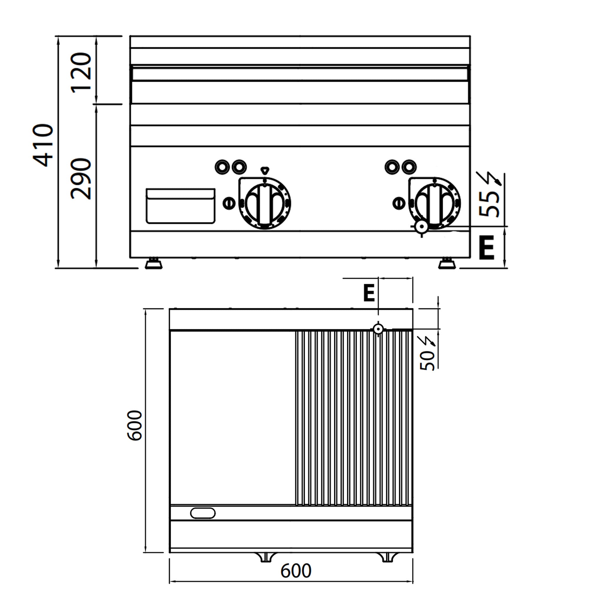 Elektrisk stegeplade - glat og rillet (8 kW)