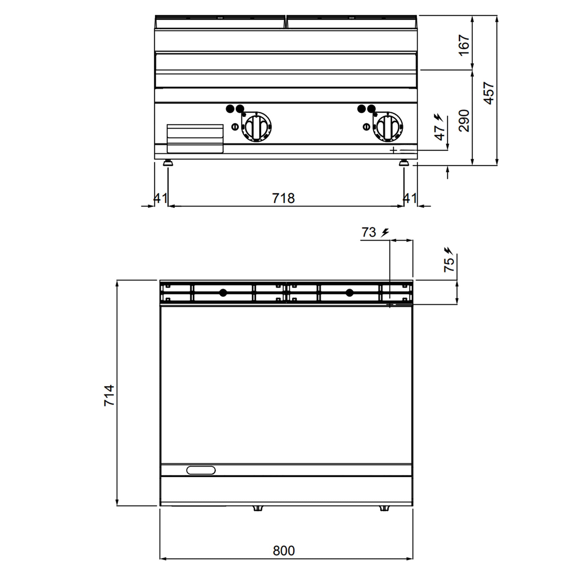 Elektrisk stegeplade - glat (9,6 kW)