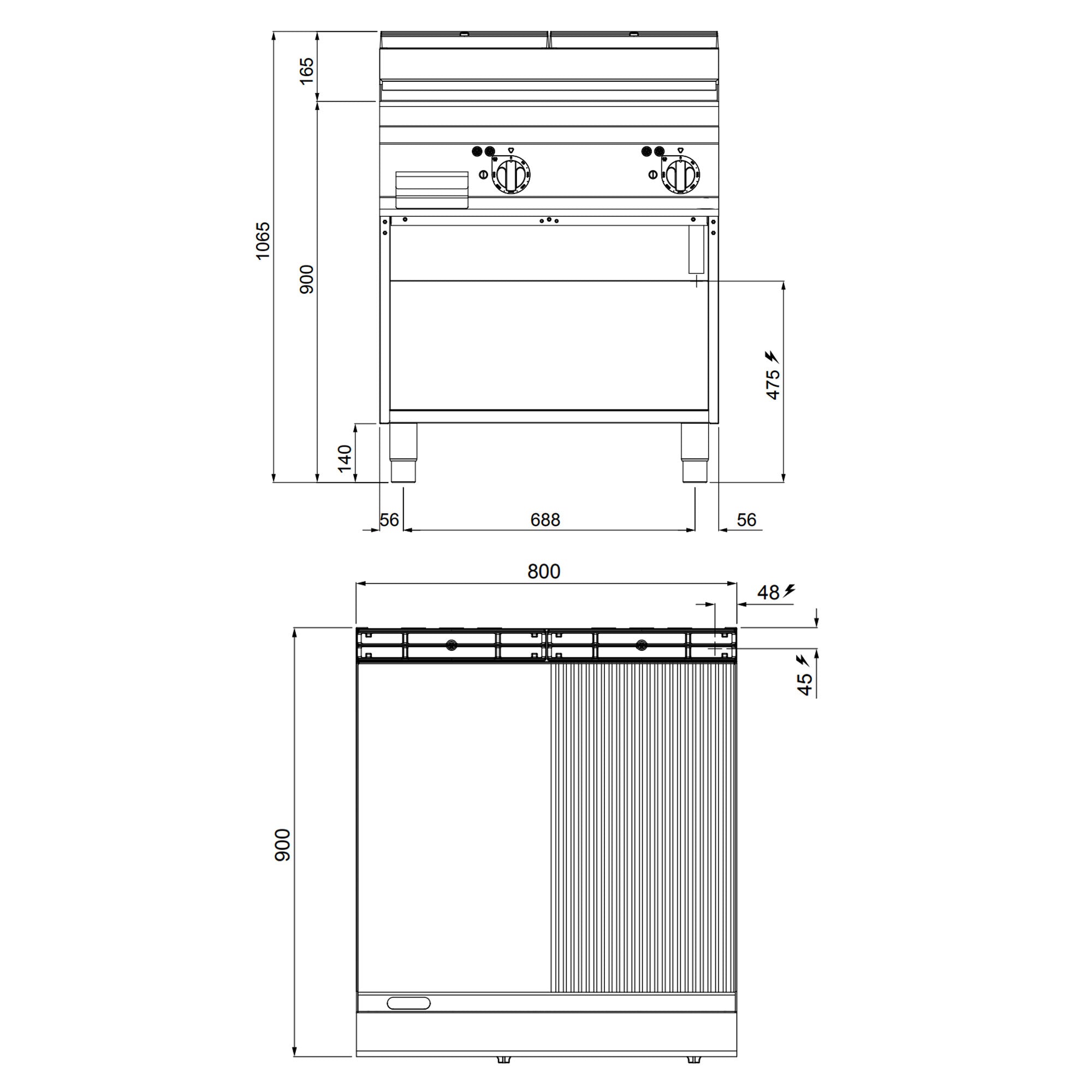 Elektrisk stegeplade - glat og riller (11,4 kW)