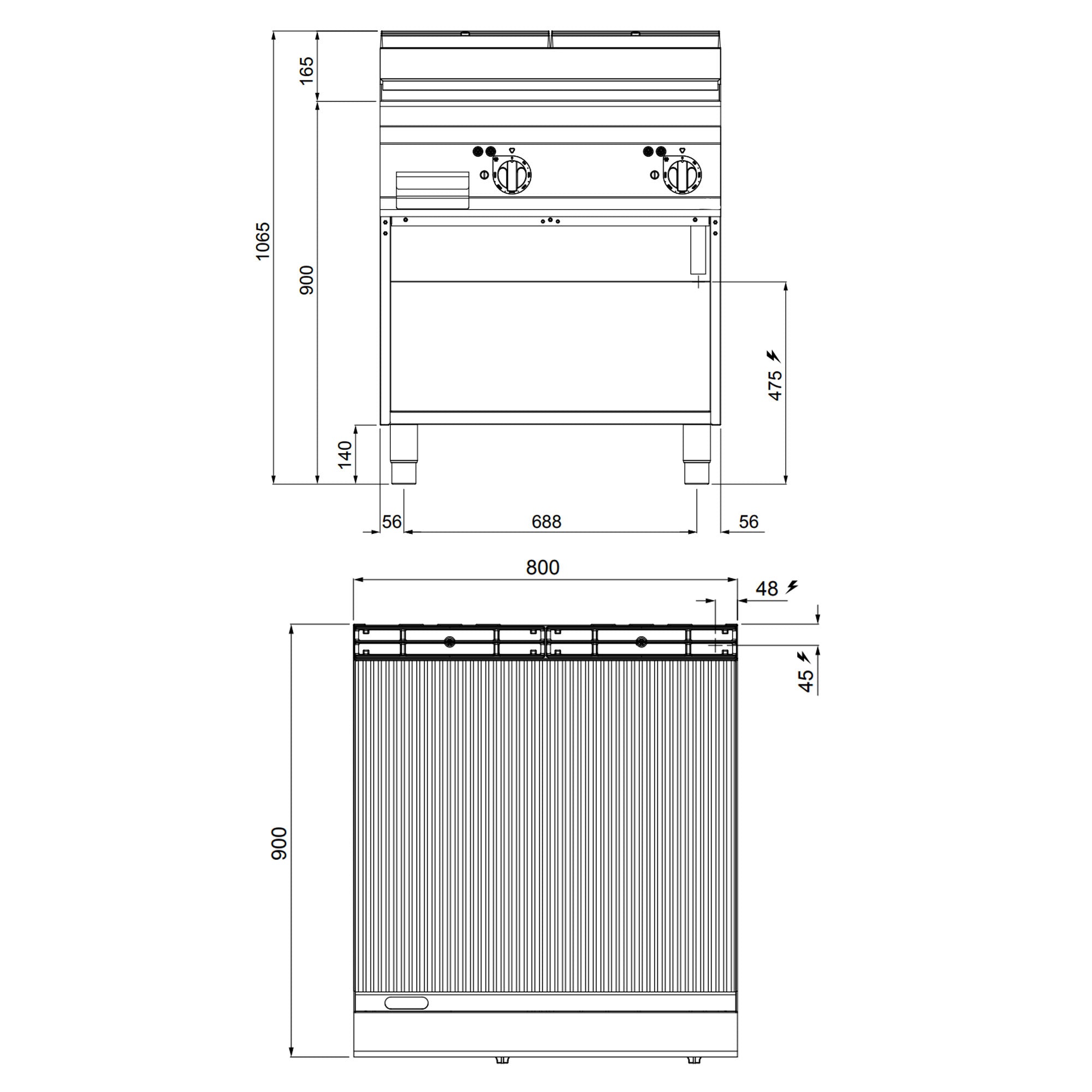 Elektrisk stegeplade - rillet (11,4 kW)