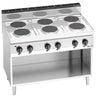 Elkomfur - LORENZO 700 - 1200x714x1070 mm - 15,6 kW - 6 plader runde - fritstående - åbent underskab