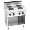 Elkomfur - LORENZO 700 - 800x714x1.070 mm - 10,4 kW - 4 plader runde - fritstående - åbent underskab