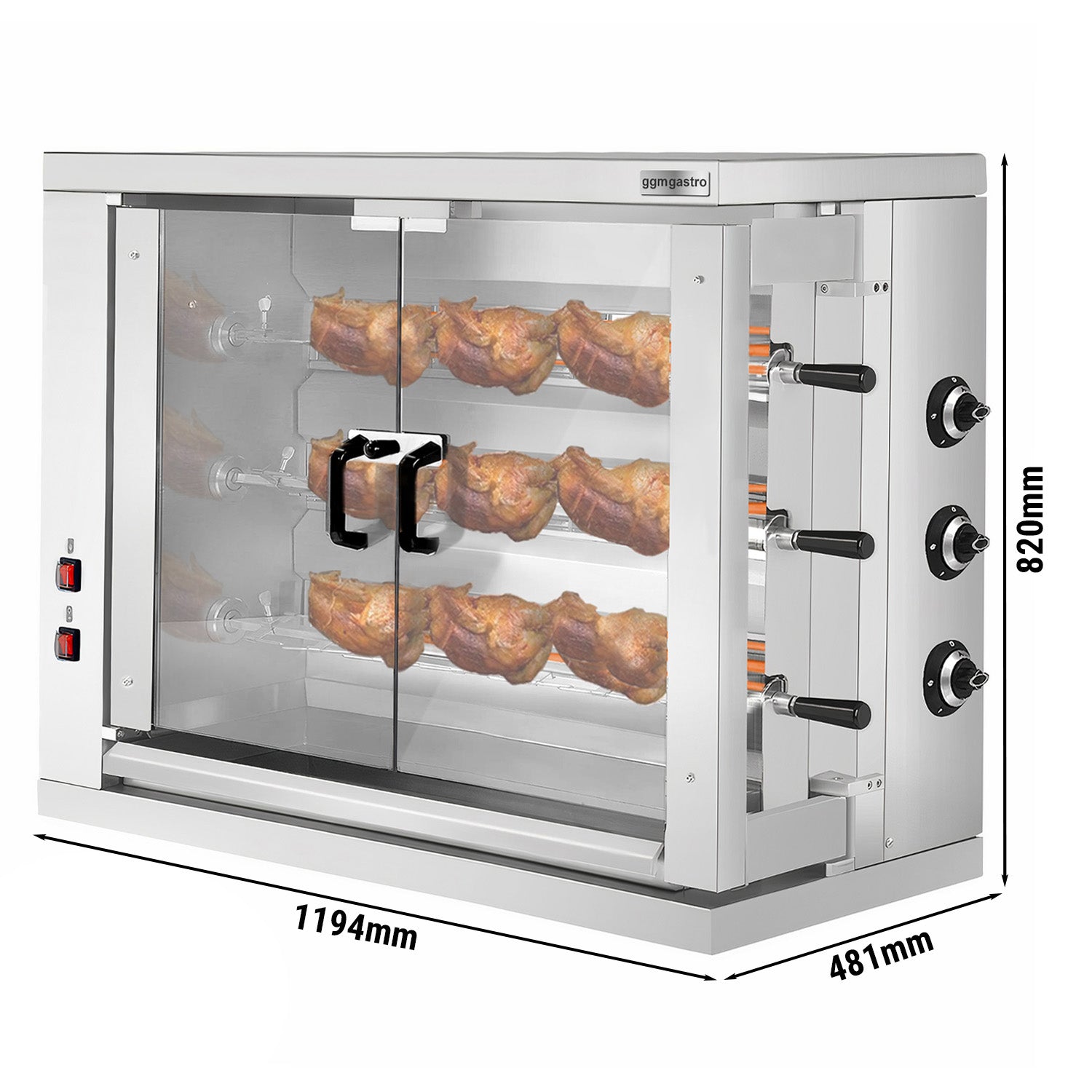 Elektrisk kyllingegrill ECO - 9,9 kW - med 3 spyd til 18 kyllinger