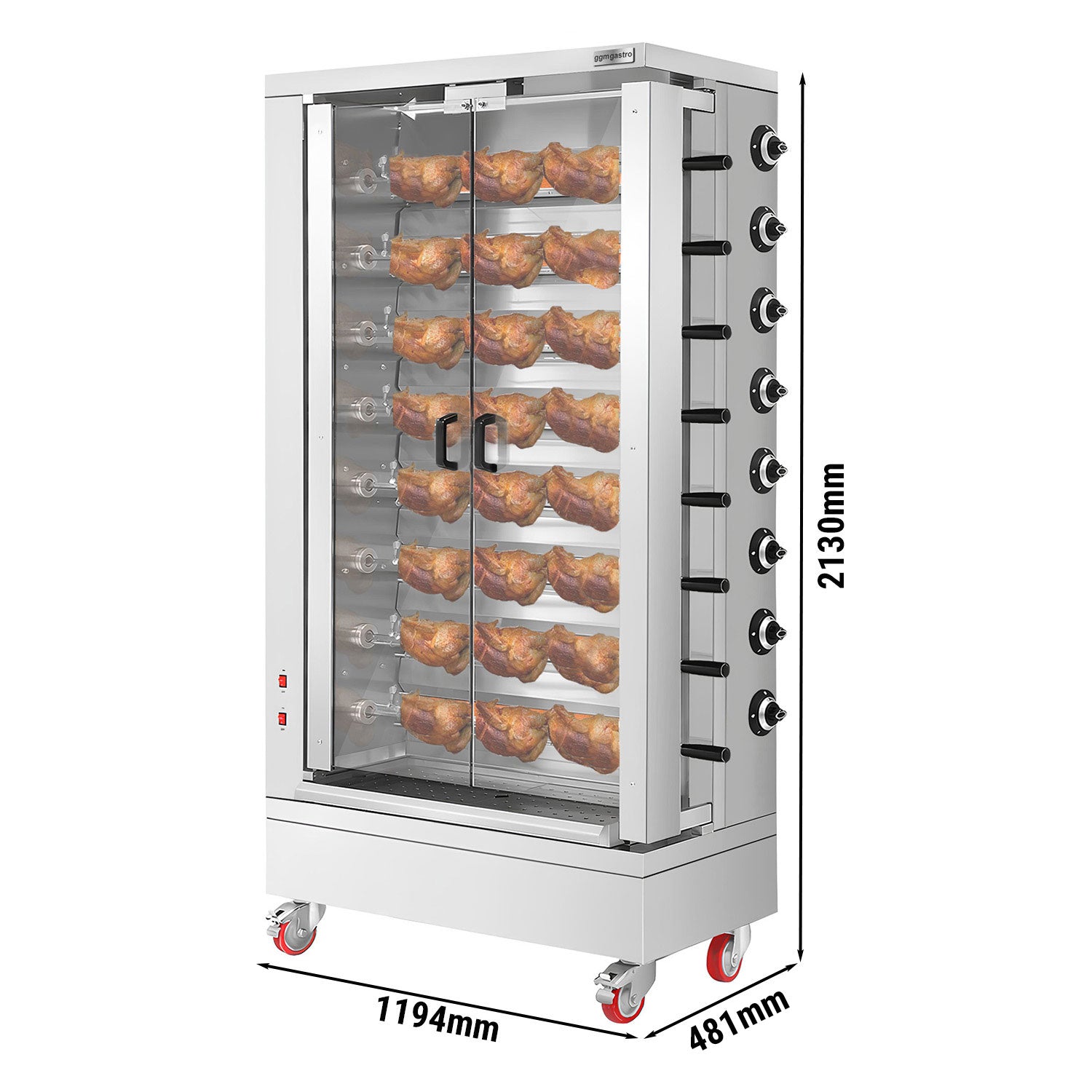 Elektrisk kyllingegrill ECO - 26,4 kW - med 8 spyd til 48 kyllinger