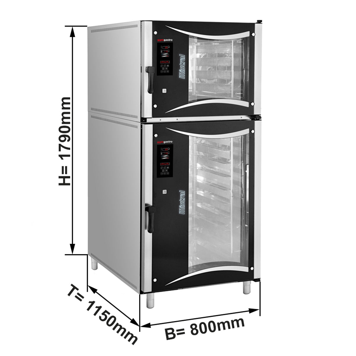 (2 stk.) Elektrisk industriovn - 1x til 5x EN 60 x 40 cm & 1x til 10x EN 60 x 40 cm