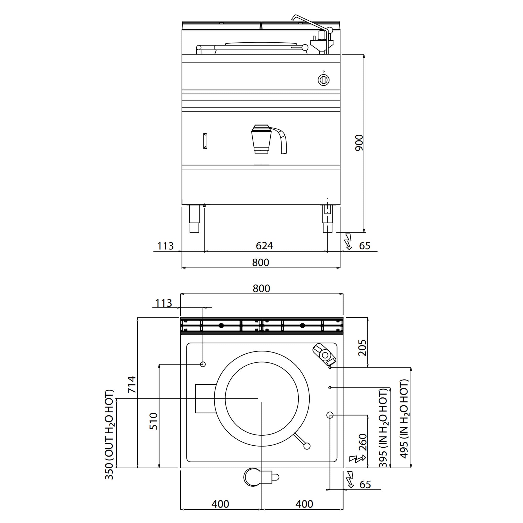 Elektrisk kogekar 55 liter (9 kW) - indirekte opvarmning