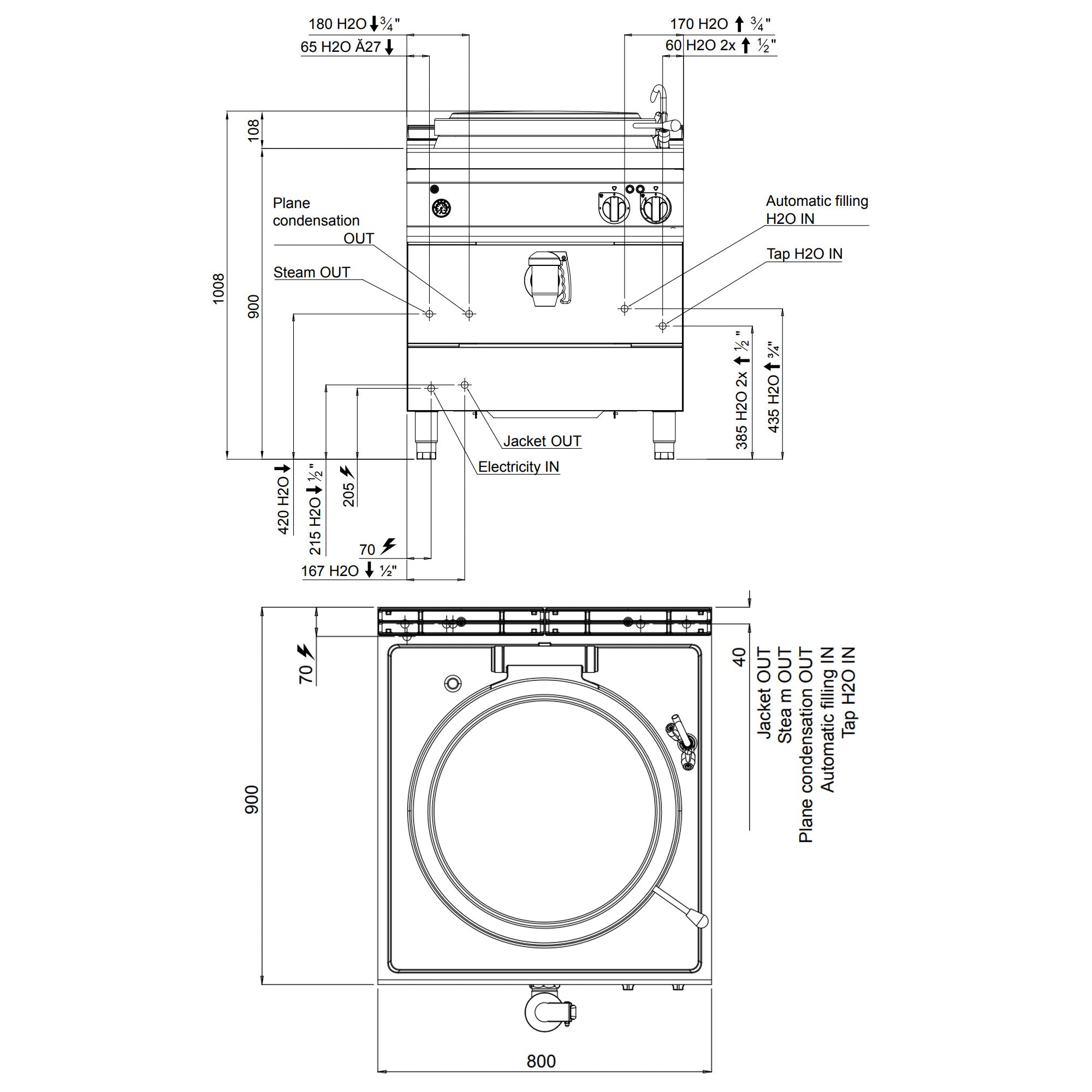 Elektrisk kogekar 100 liter (16 kW) - indirekte opvarmning