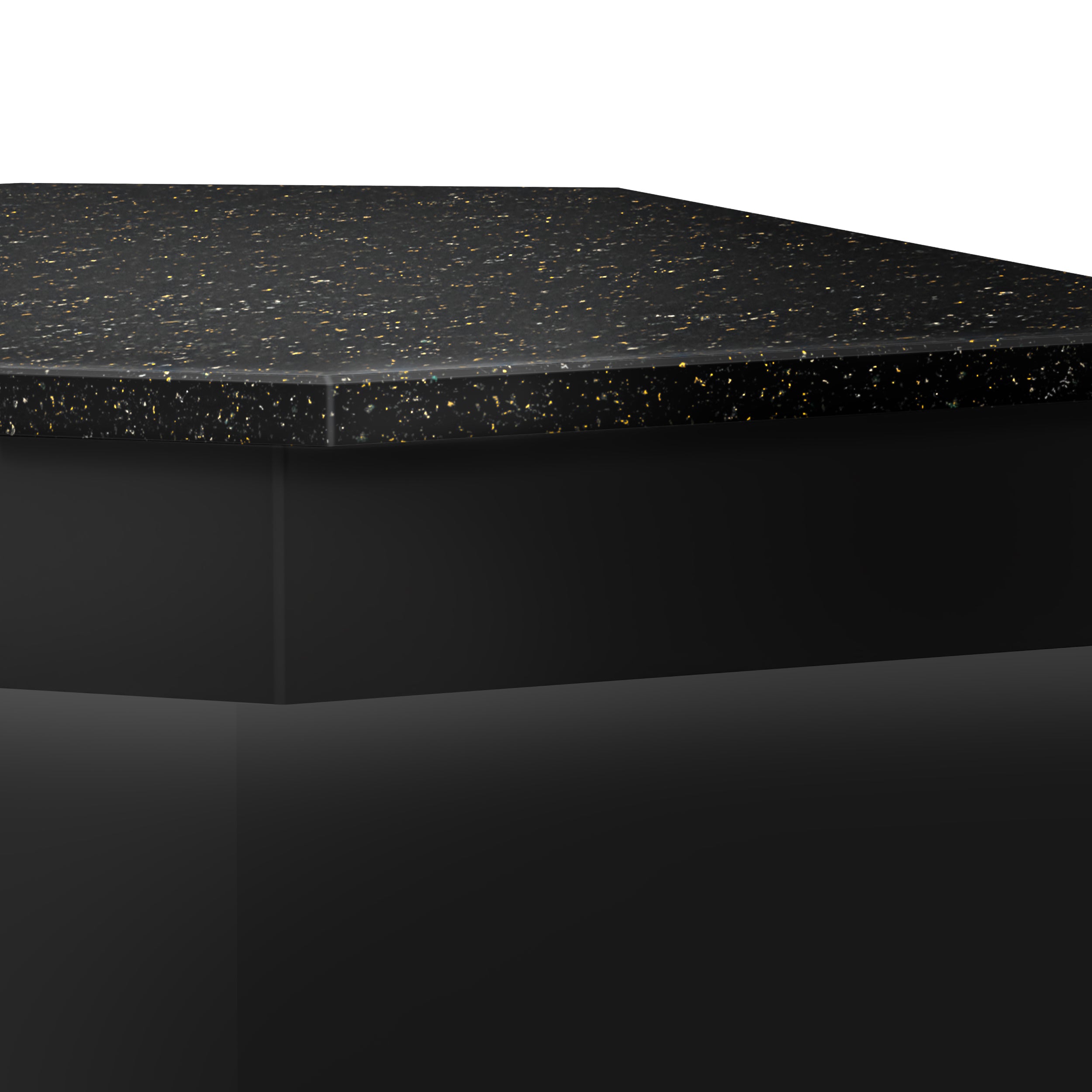 TORONTO hjørnedisk - 1565mm - sort front - sort granitbordplade