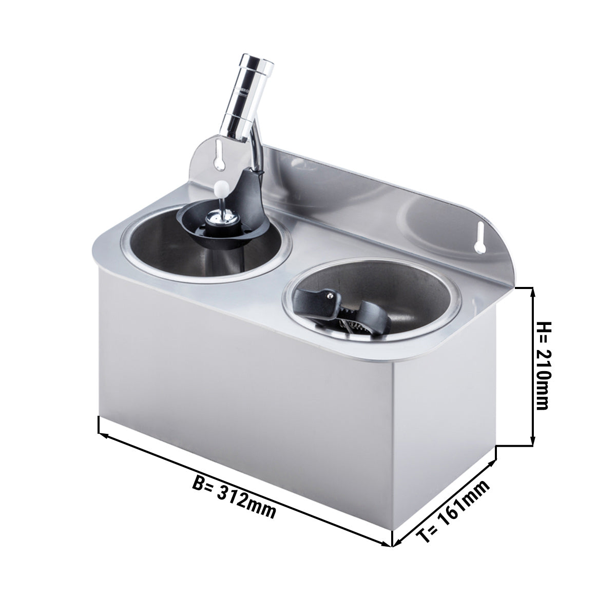 Isske vask med Scoop vask og integreret vandstråleregulator