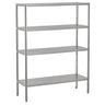 Hylde i rustfrit stål ECO - 1400x500 mm - Dybde: 500 mm - med 4 højdejusterbare hylder - Belastning pr. hylde: 70 kg
