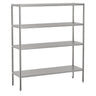Reol af rustfrit stål ECO 1,6 x 0,5 m - med 4 hylder (JUSTERBAR)