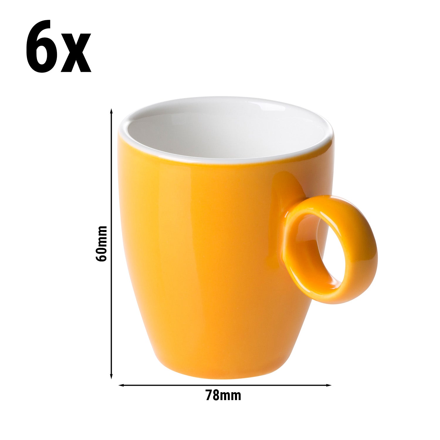 (6 stk.) BART COLOUR CAFE - Espressokop - 65 ml - Orange