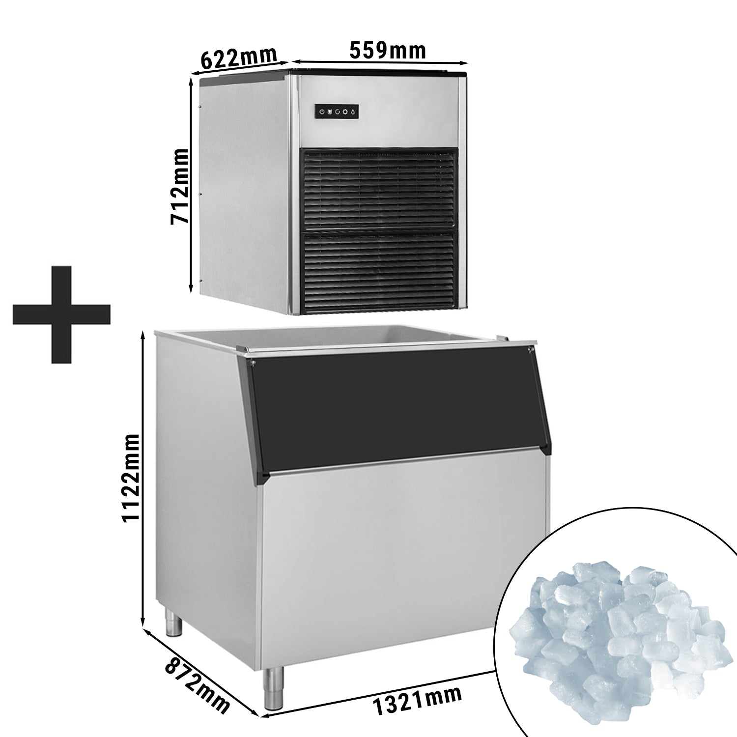 Isterningsmaskine / nugget is / isterning maker - 335 kg / 24h - inklusive isopbevaringsbeholder