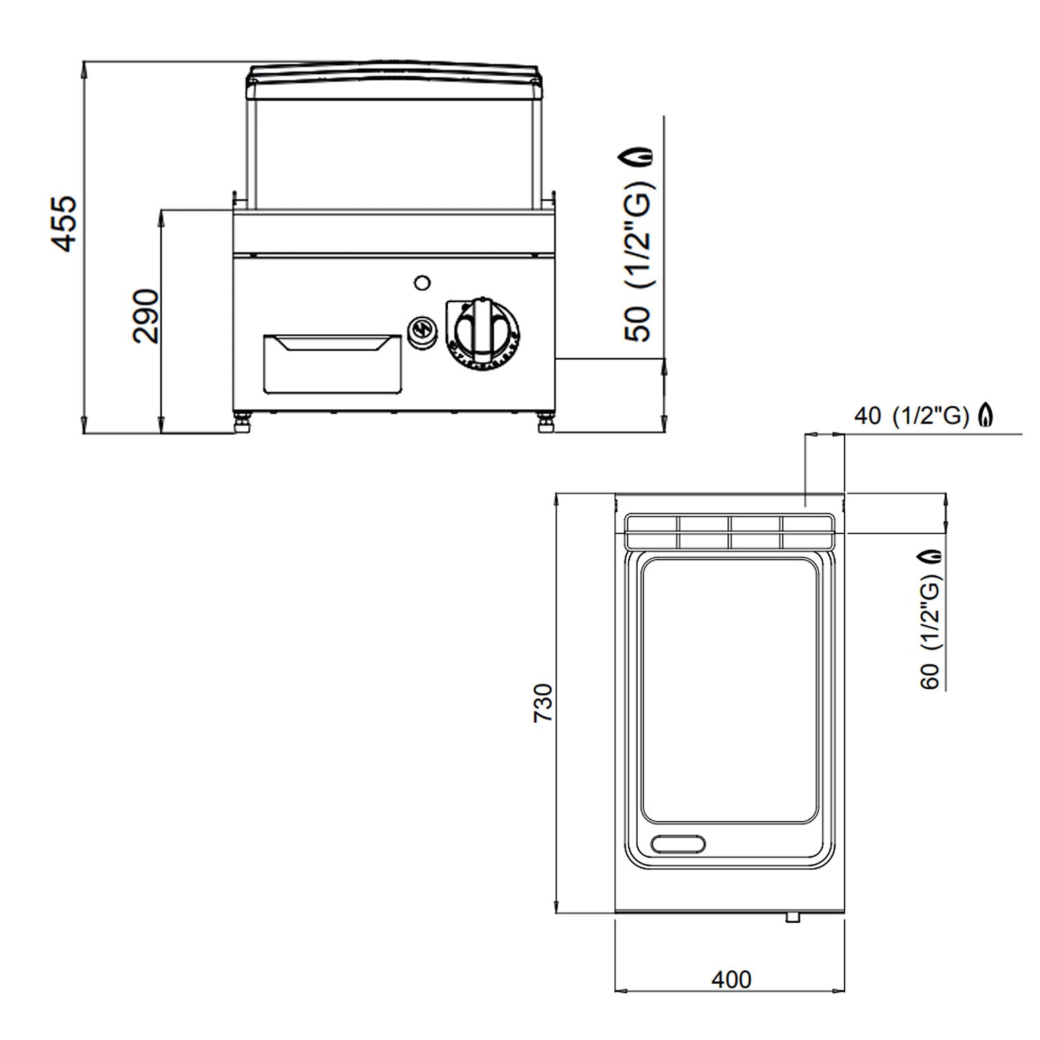 Gas stegeplade - glat (6,9 kW)