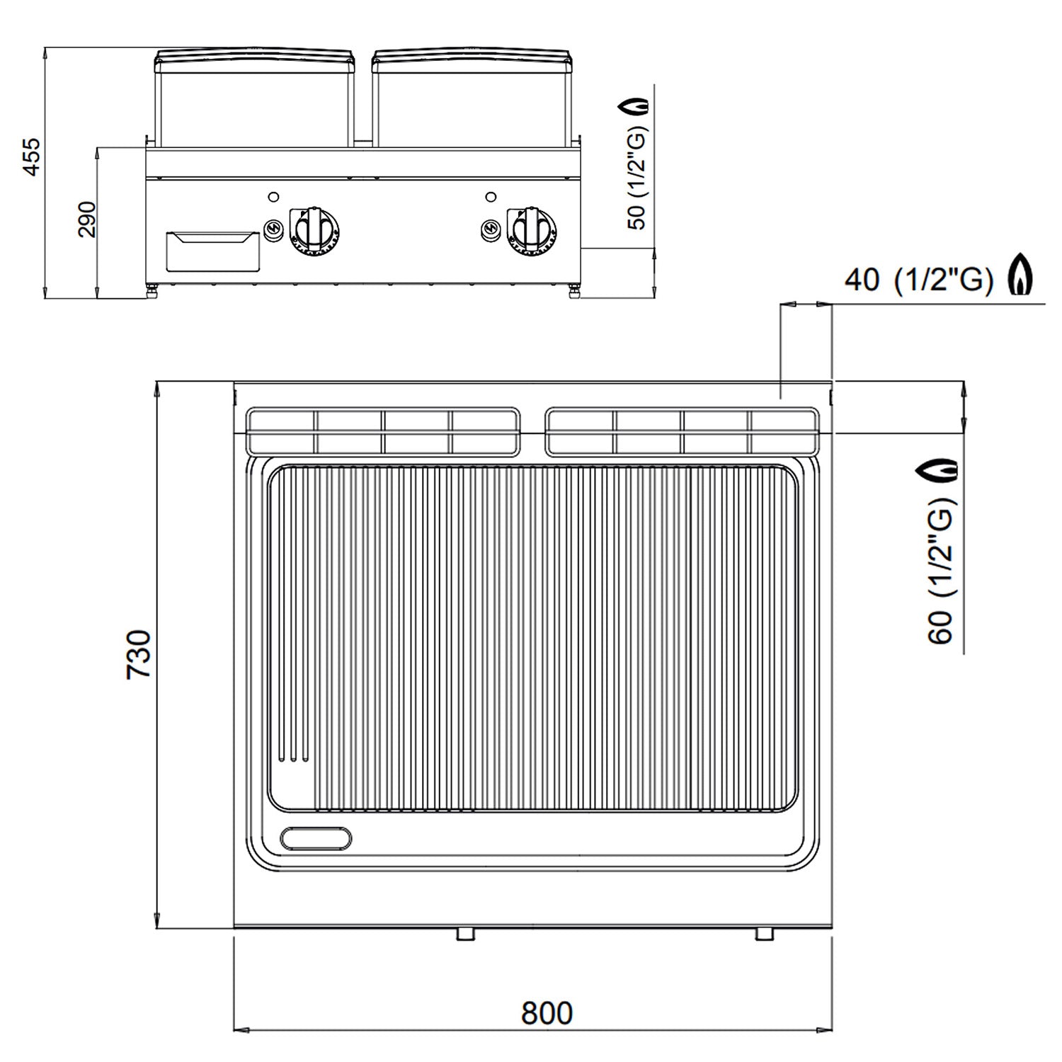 Gas stegeplade - rillet (13,8 kW)