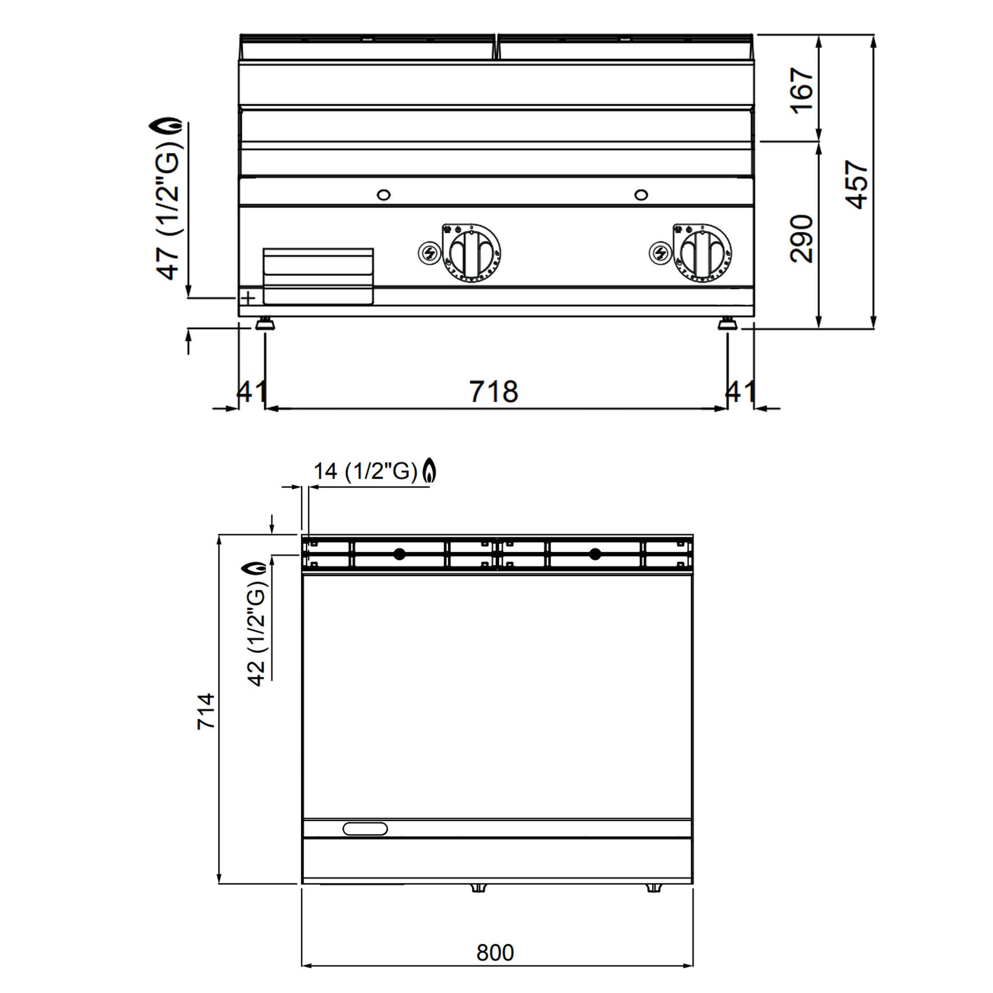 Gas stegeplade - glat - med en blank finish (13,8 kW)