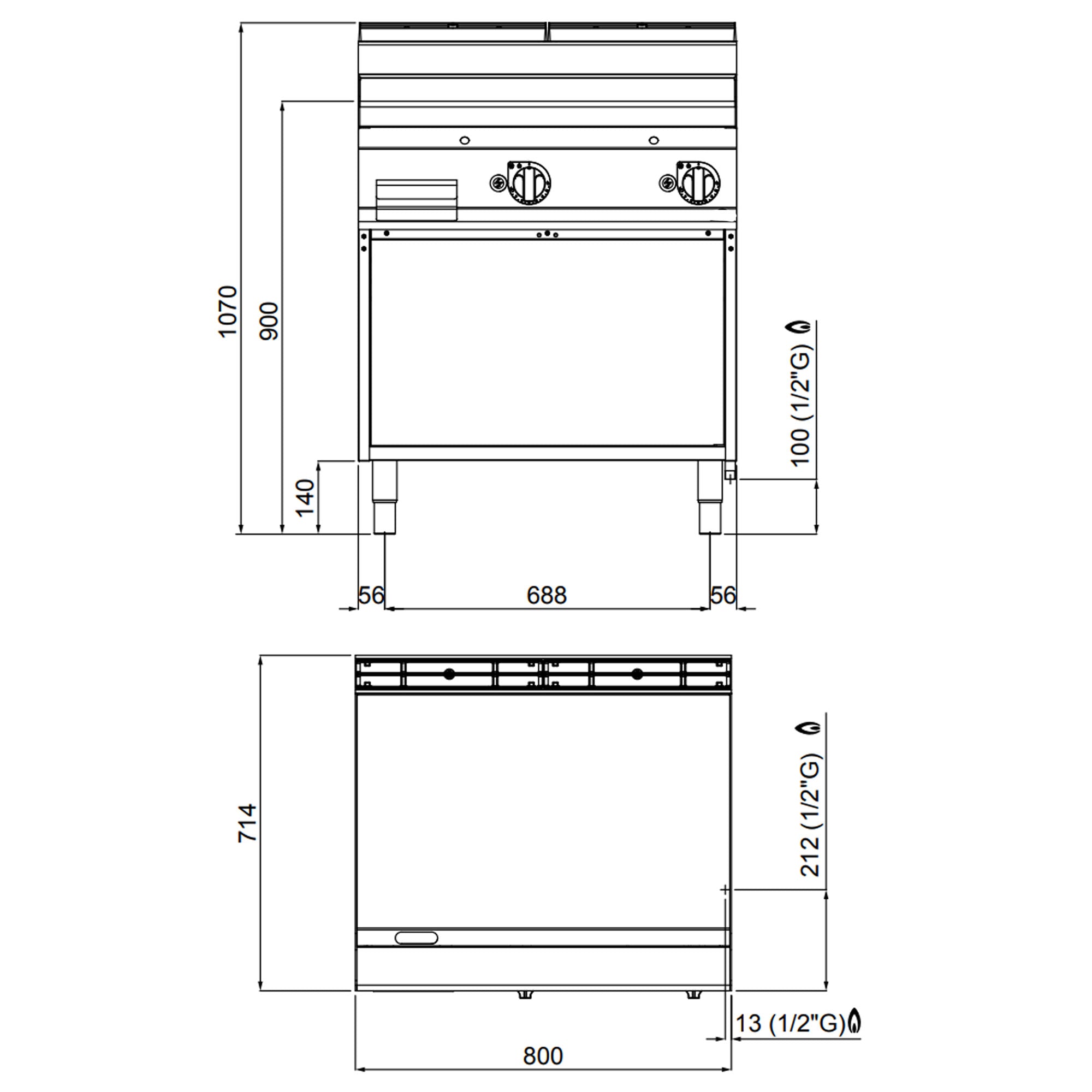 Gas stegeplade - glat - med en blank finish (13,8 kW)