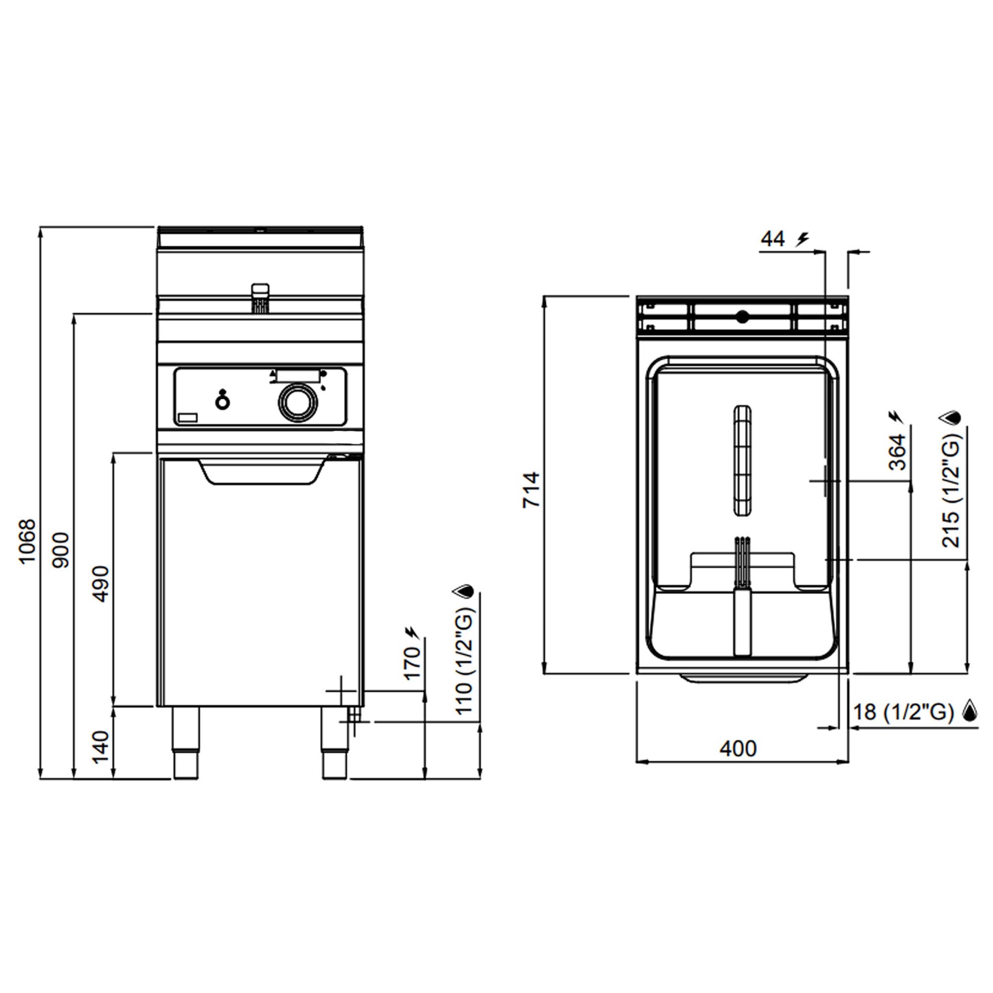 Gas friture - 18 liter (14 kW) - Elektronisk kontrol