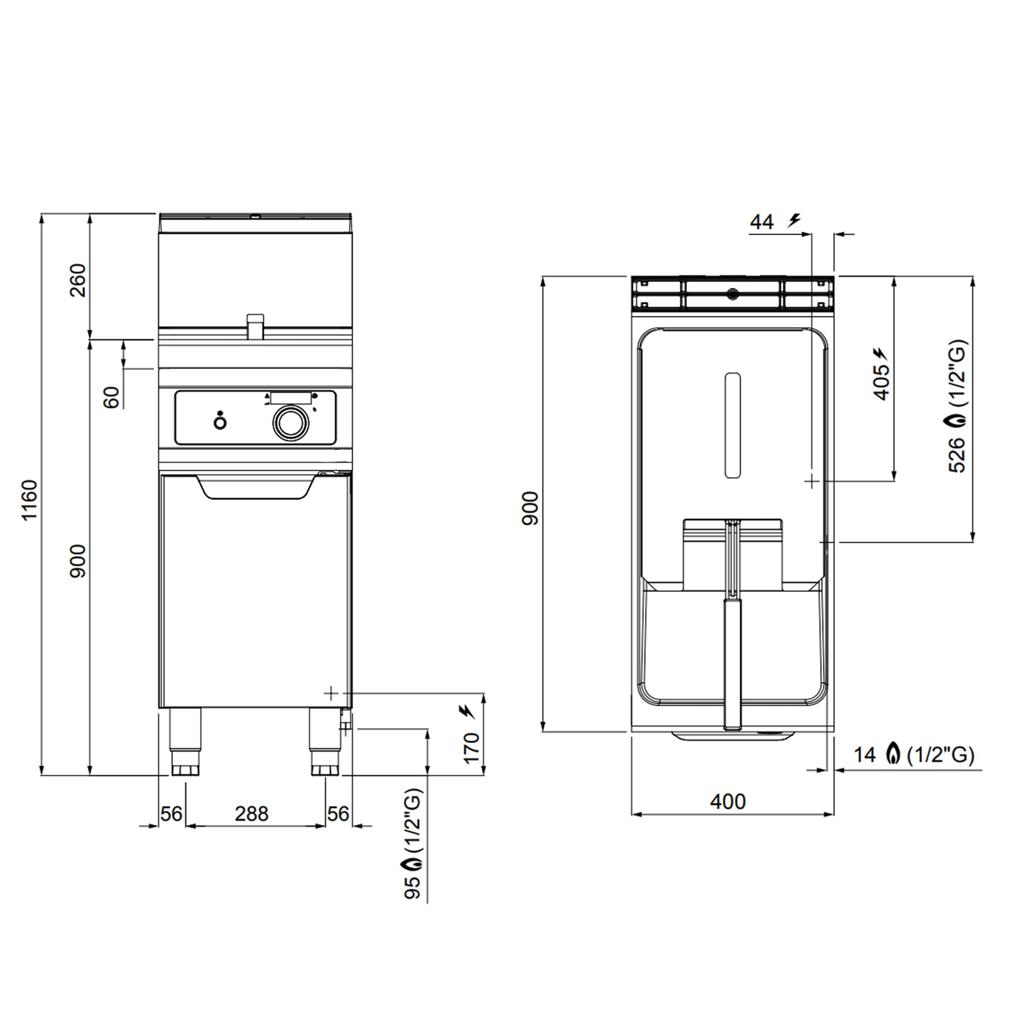 Gas friture - 18 liter (14 kW) - Elektronisk kontrol