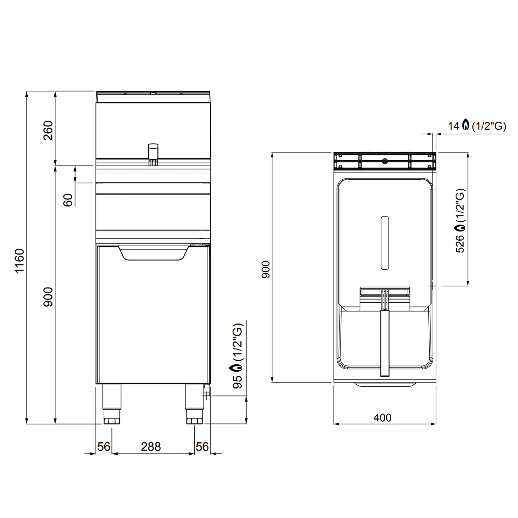 Gas friture - 20 liter (17,5 kW)