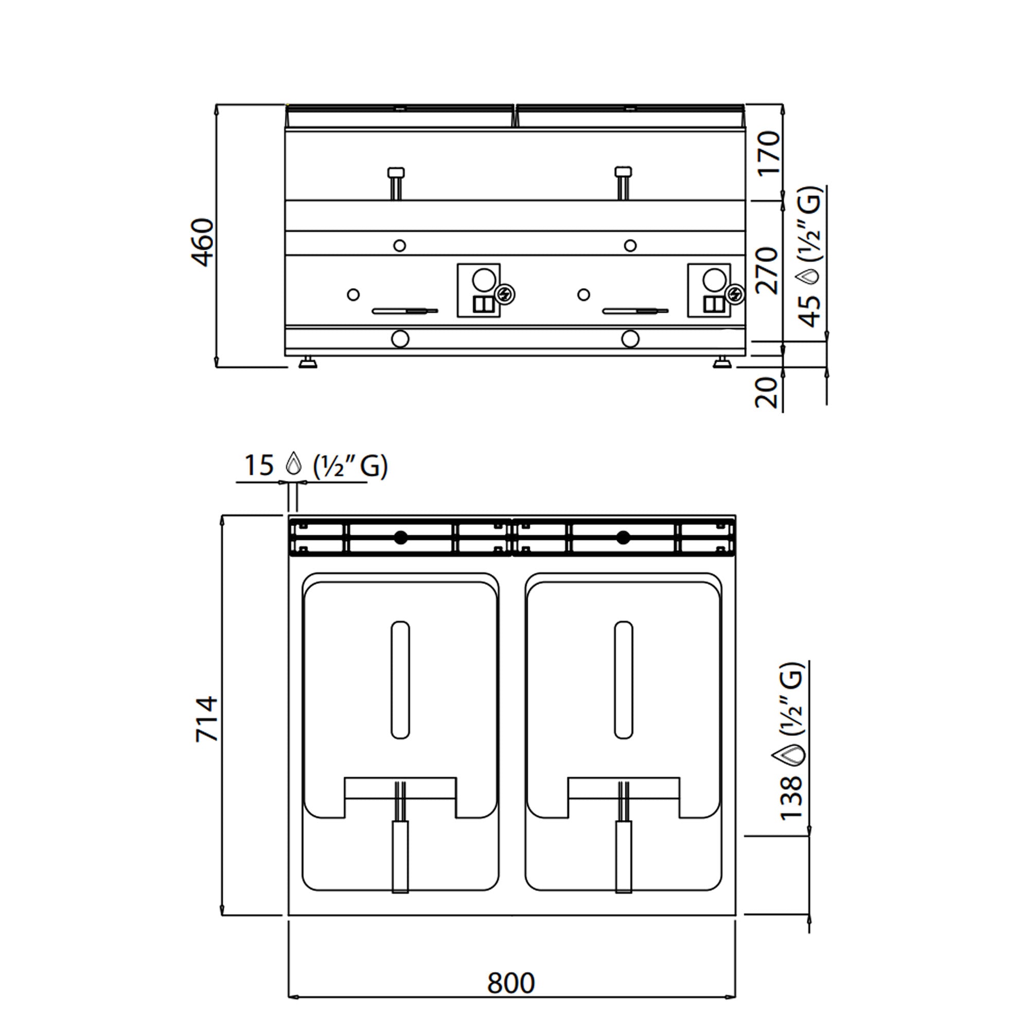 Gas friture 10 + 10 liter (13,8 kW)