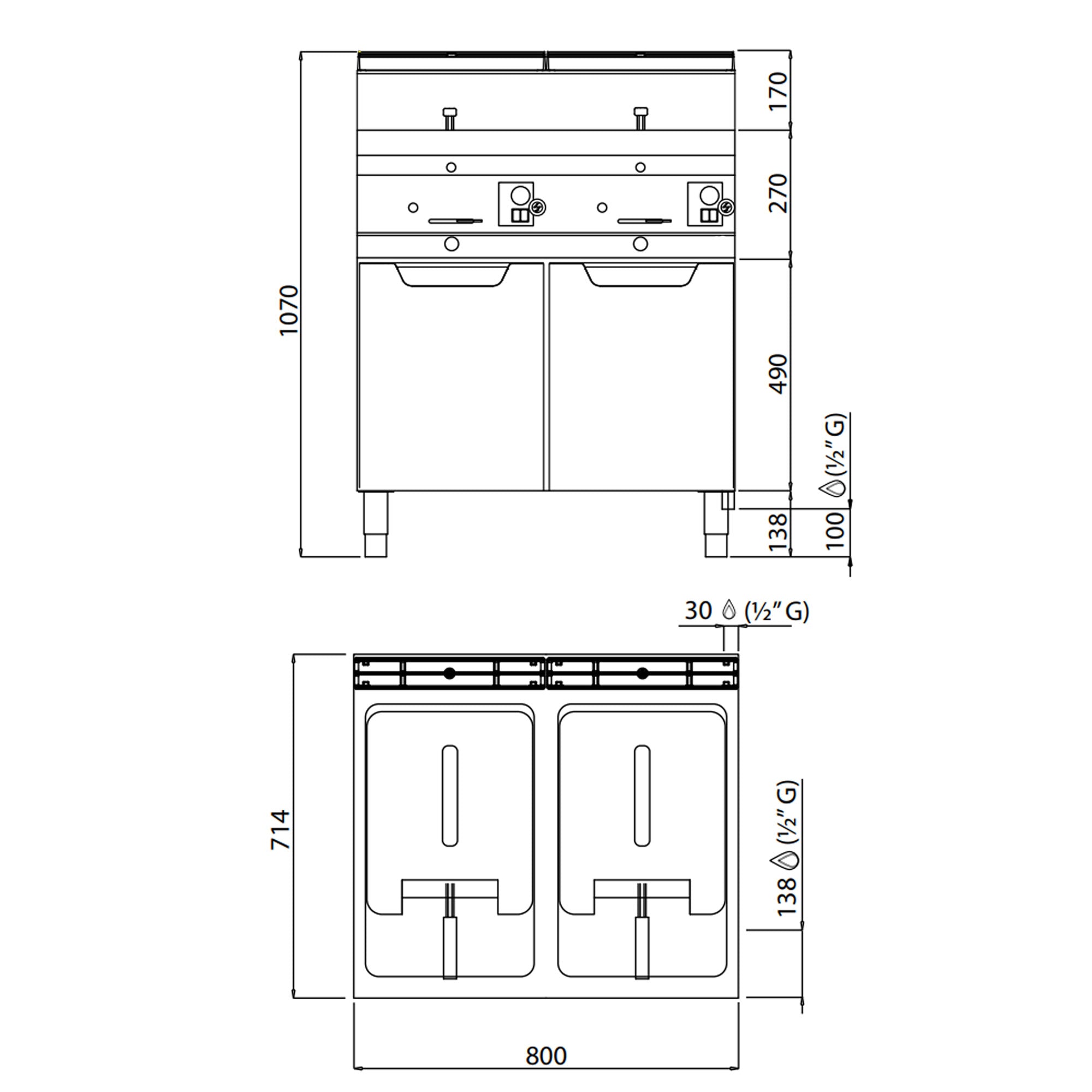 Gas friture 10 + 10 liter (13,8 kW)