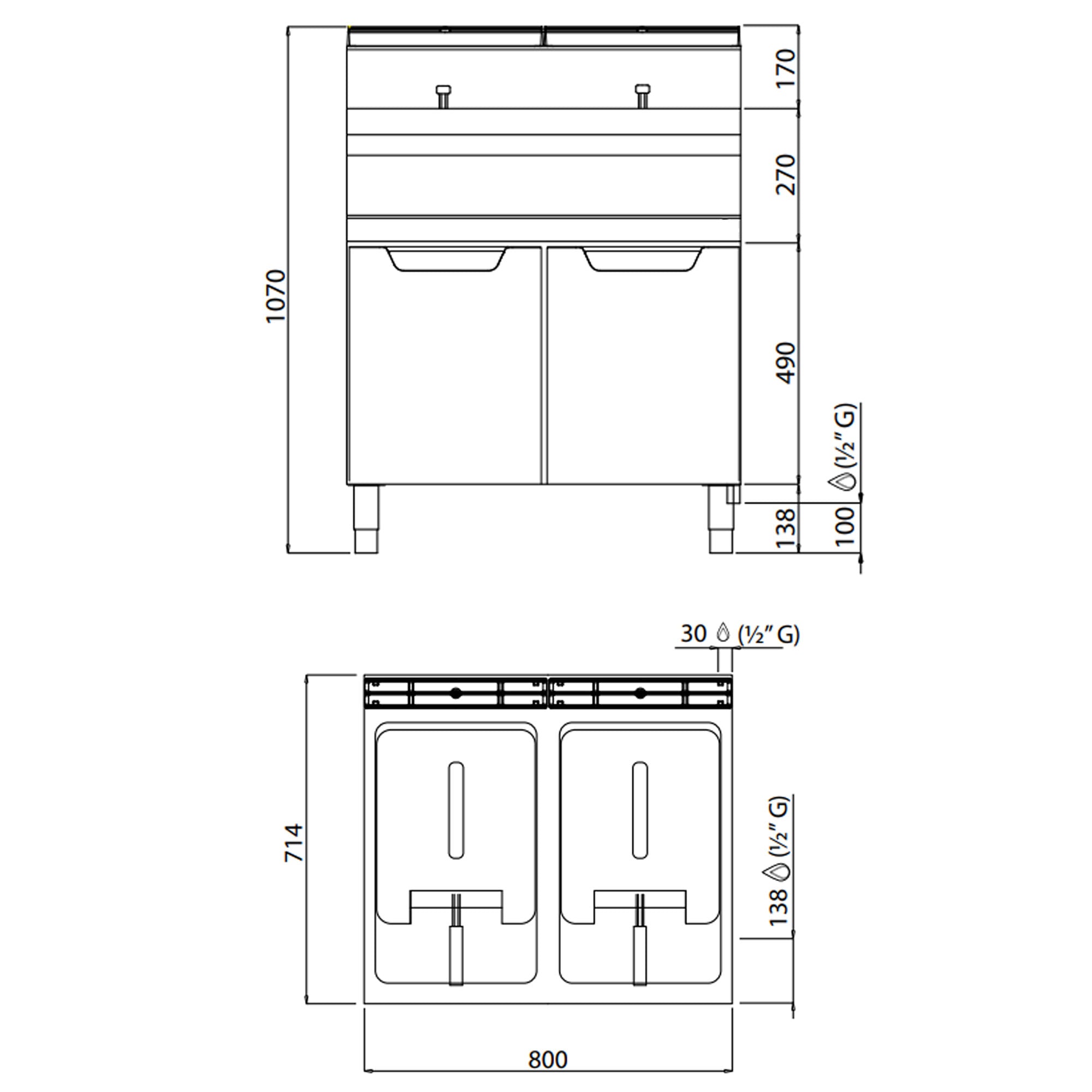 Gas friture 15 + 15 liter (25,4 kW)