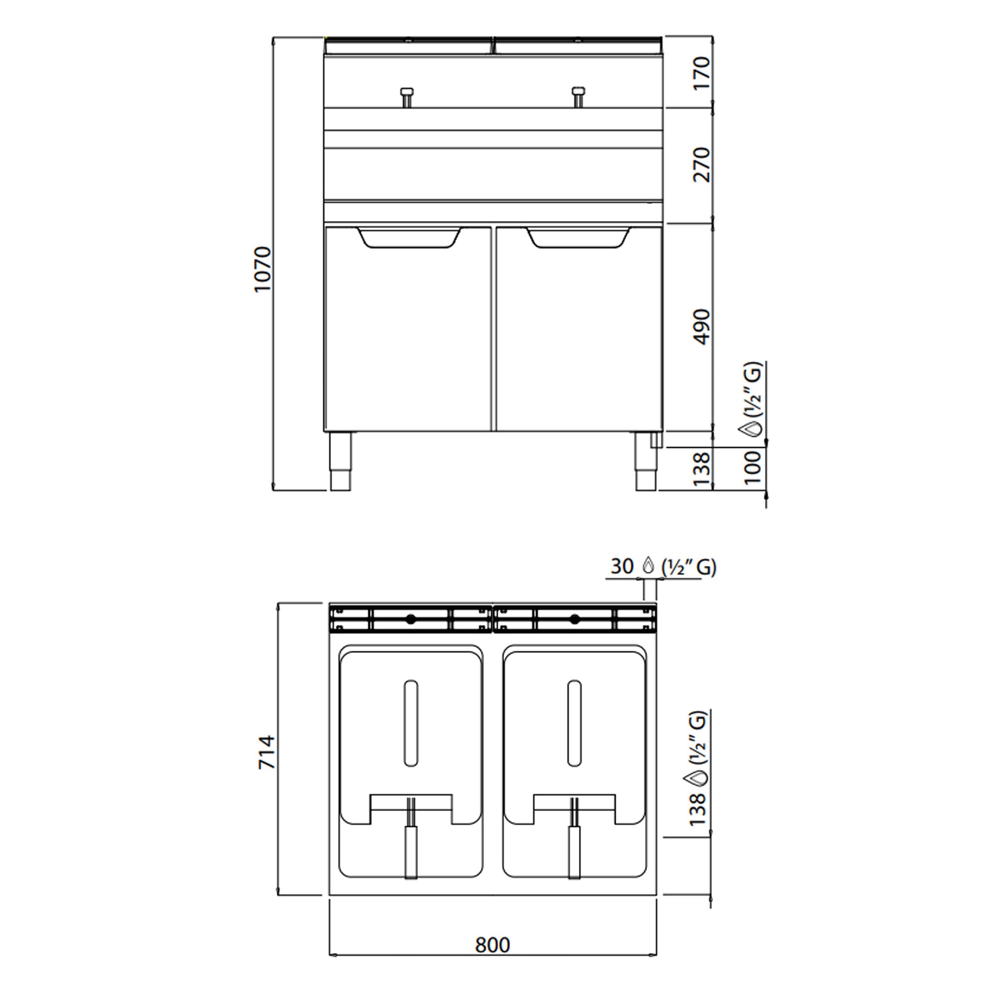 Gas friture 20 + 20 liter (33 kW)