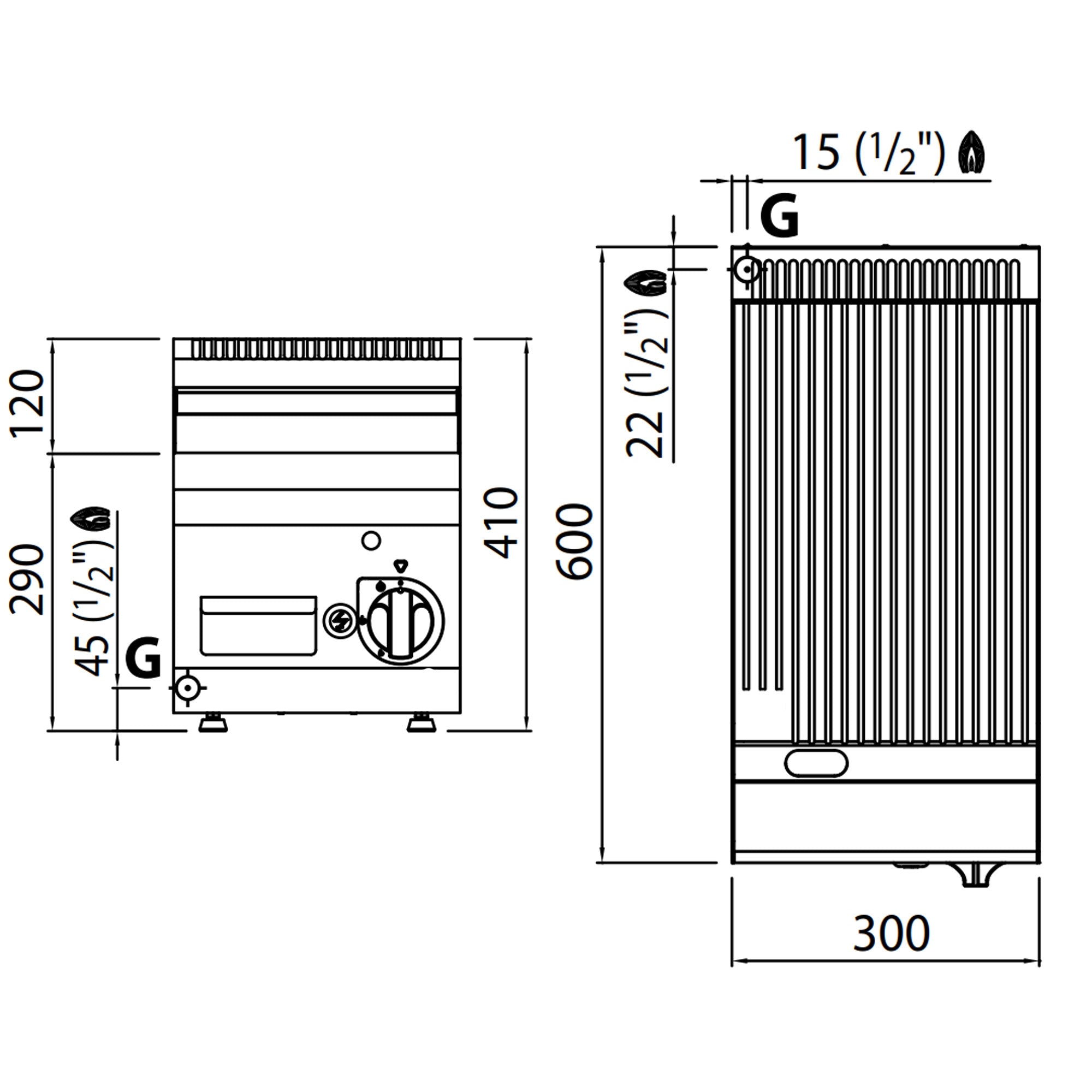 Gas stegeplade - rillet (4 kW)