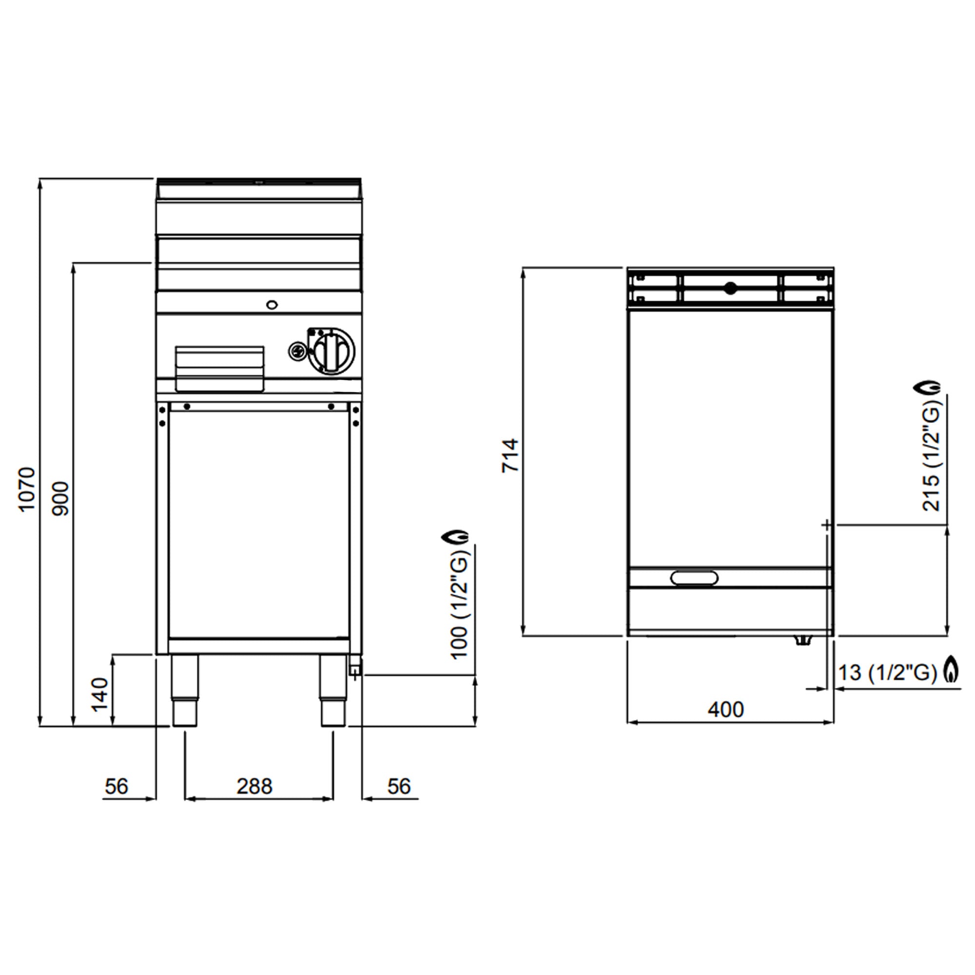 Gas stegeplade - glat (6,9 kW)