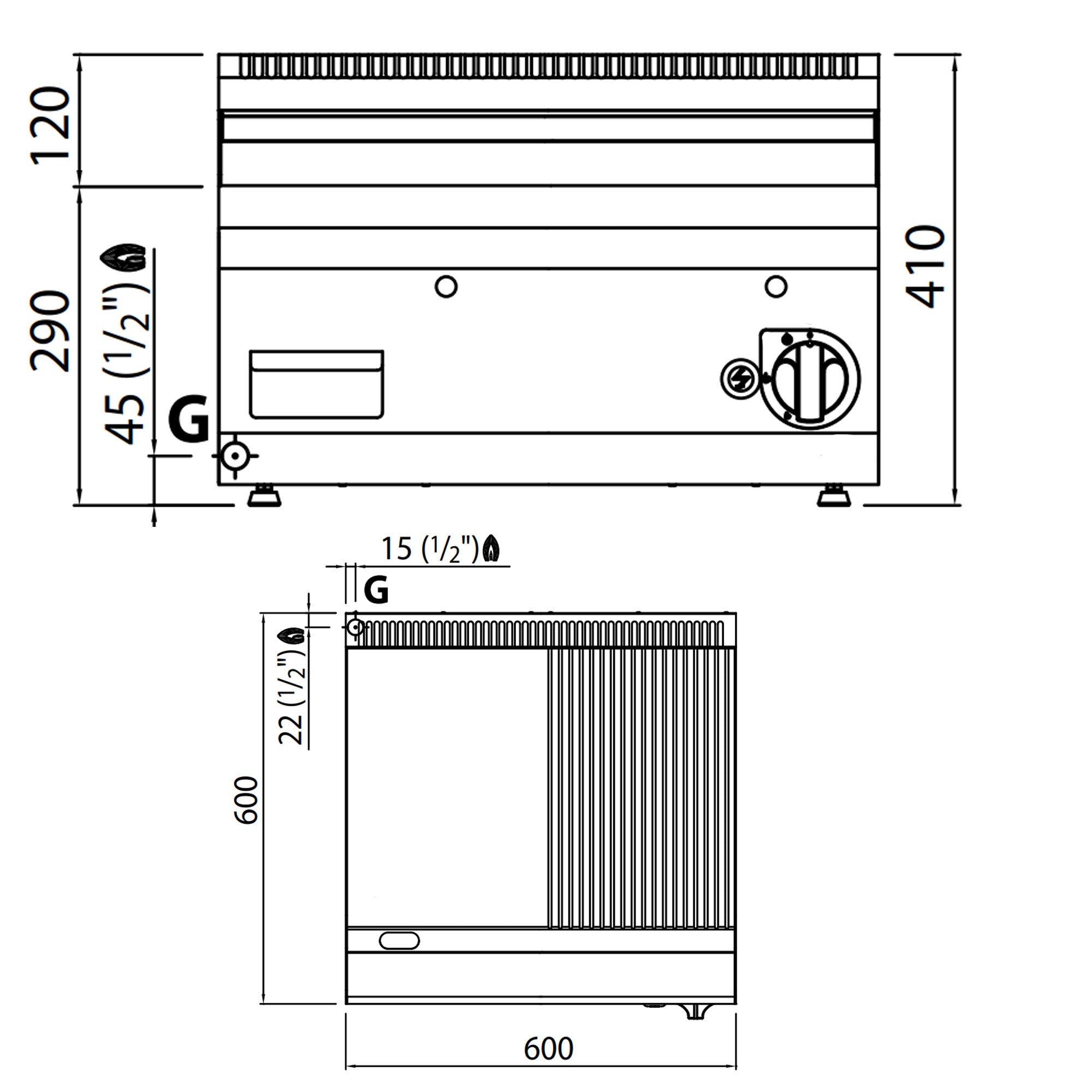 Gas stegeplade - glat og rillet (8 kW)