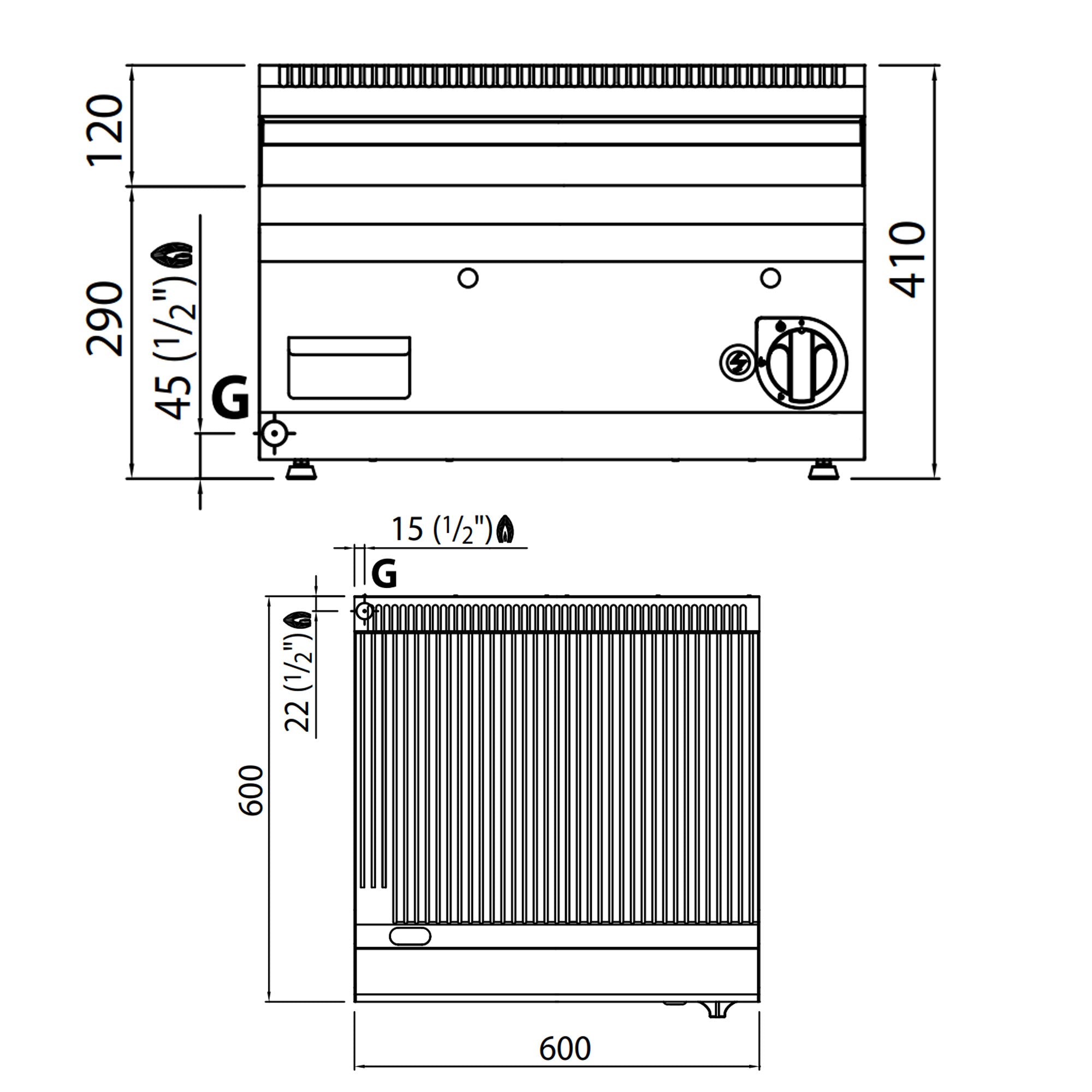 Gas stegeplade - rillet (8 kW)