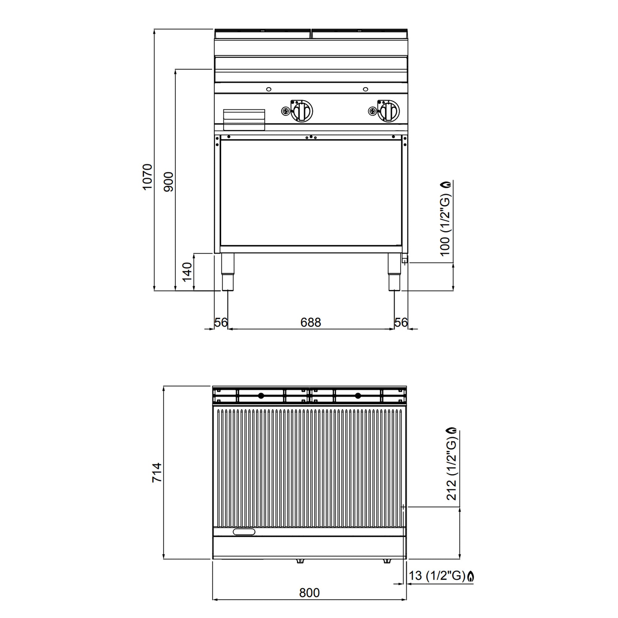 Gas stegeplade - rillet (13,8 kW)