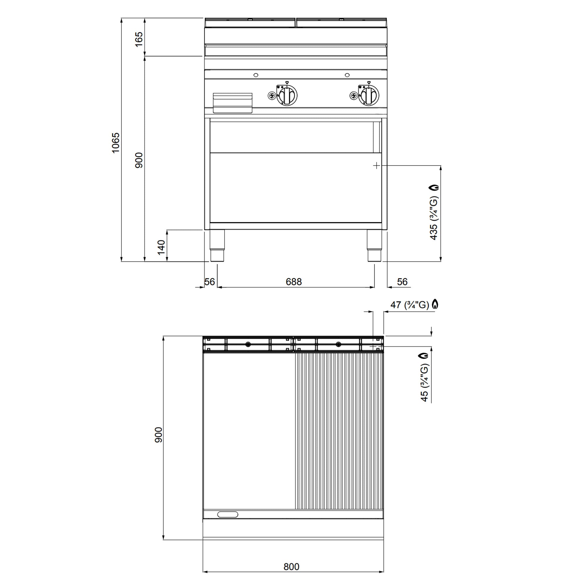 Gas stegeplade - glat og rillet (20 kW)